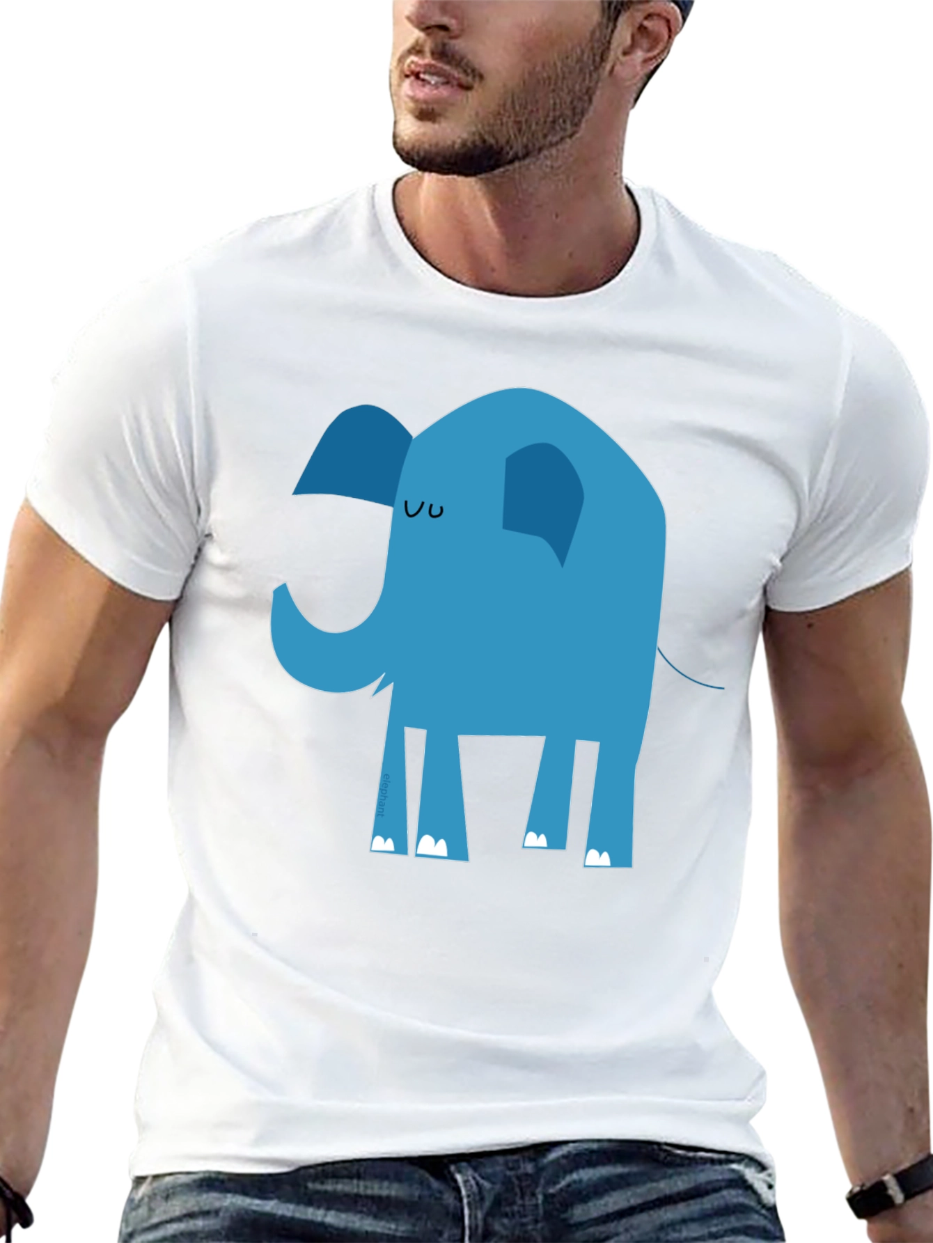 Cartoon Elephant Graphic Black Tee