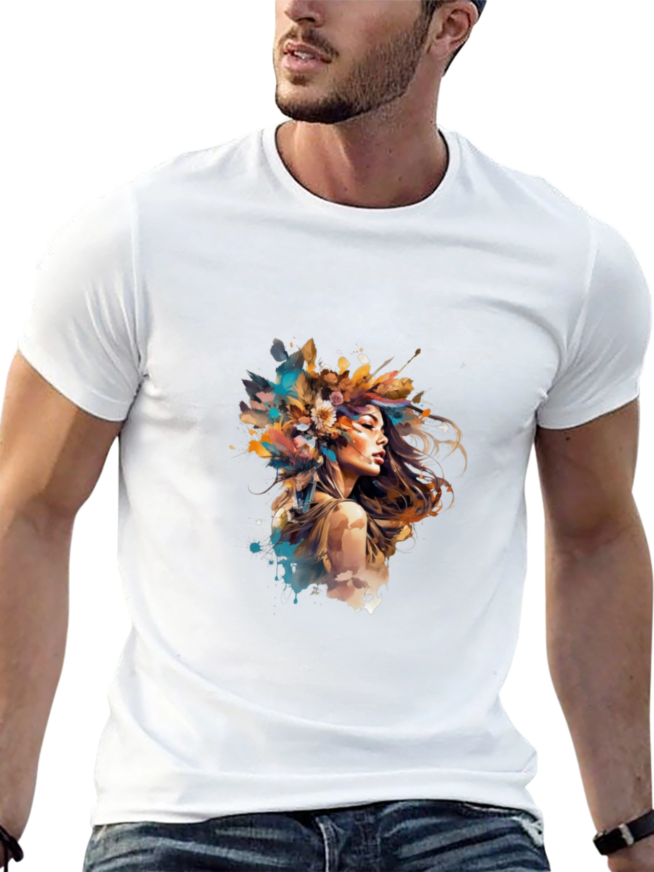 Artistic Woman Graphic Tee - Black