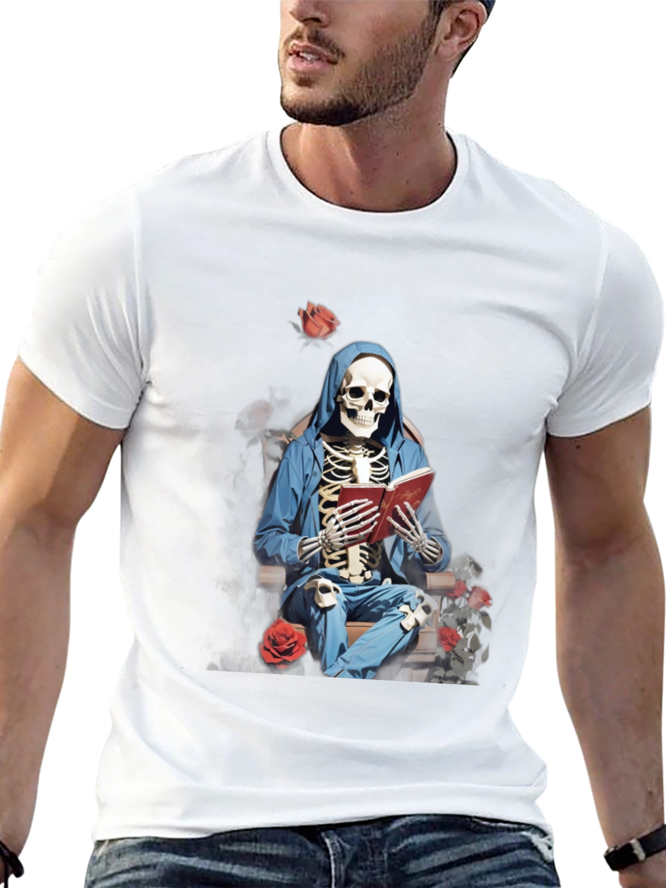 Skeleton Reader Graphic Tee - Unique & Edgy Design