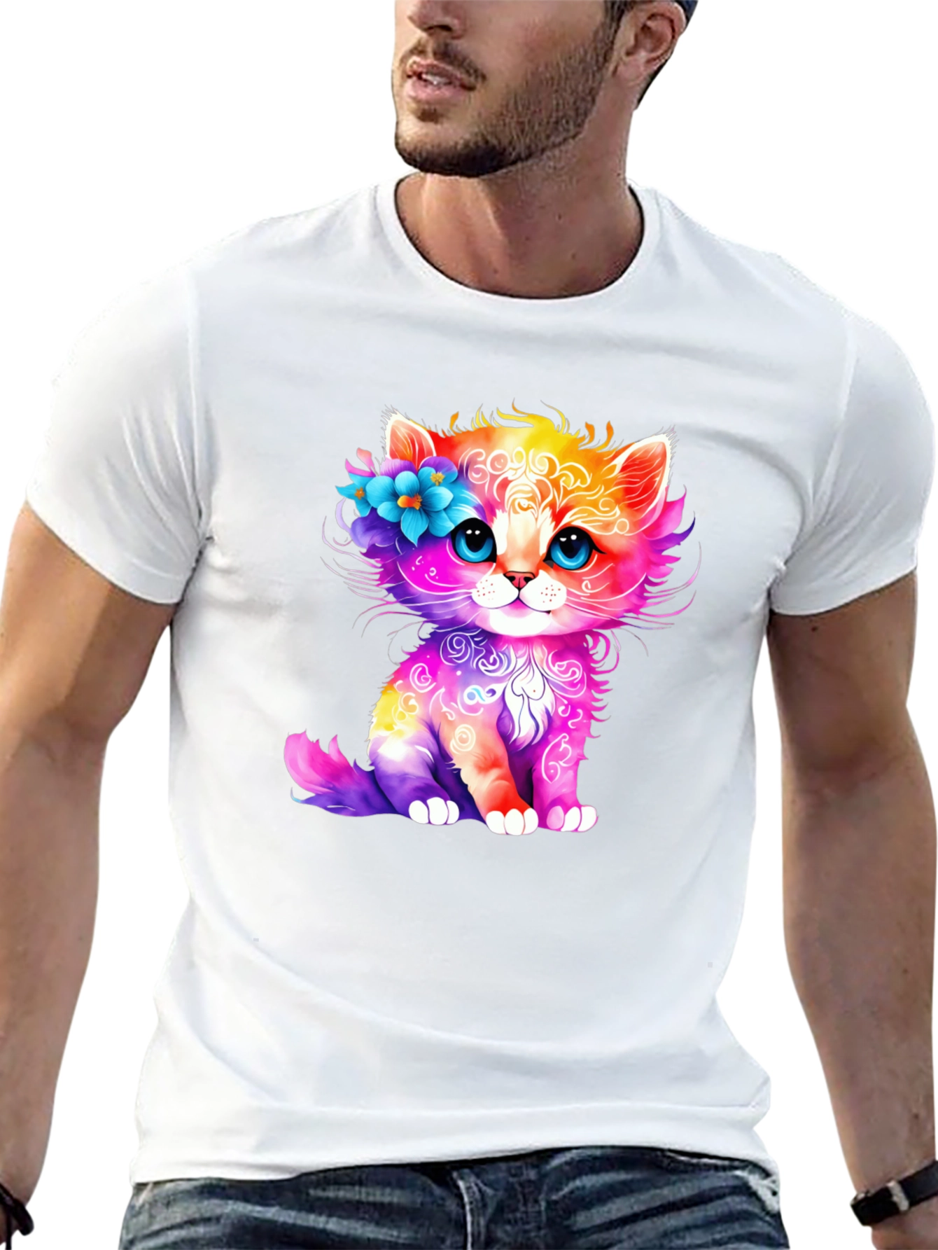 Rainbow Cat T-Shirt - Adorable Kitten Design