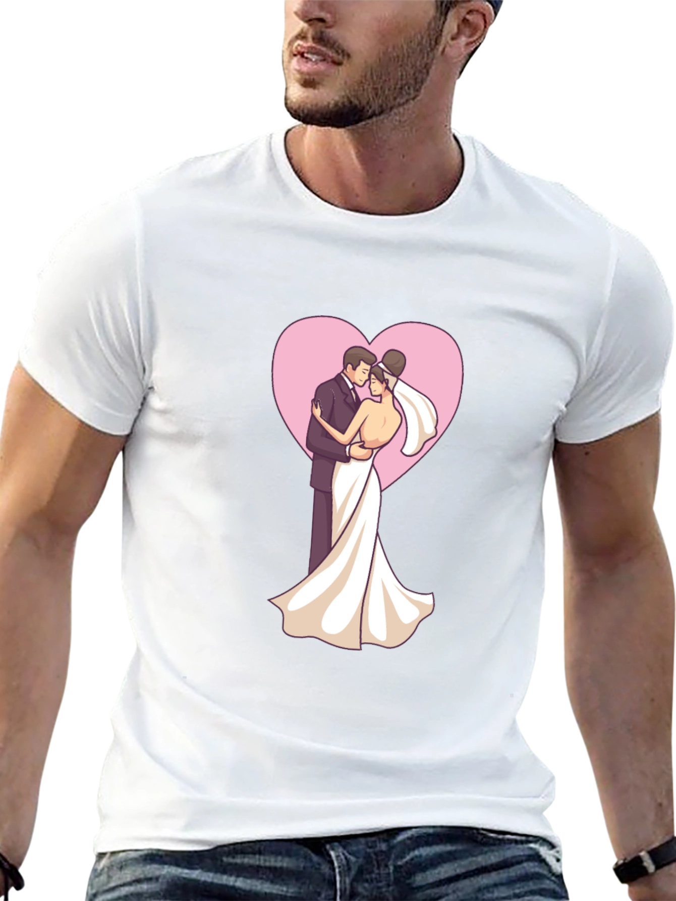 Bride & Groom Heart Tee - Black