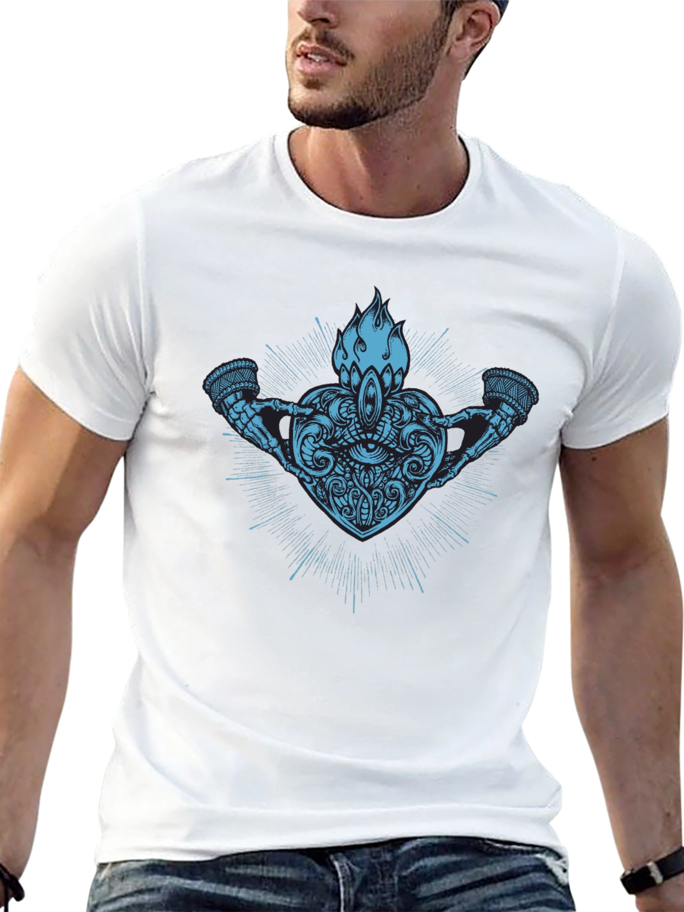 Mystic Heart Graphic Print Black T-Shirt