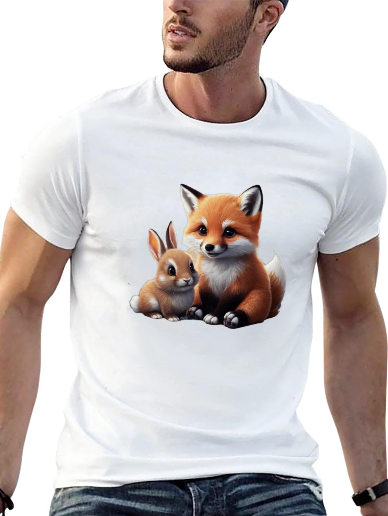 Cute Fox & Bunny Graphic Tee