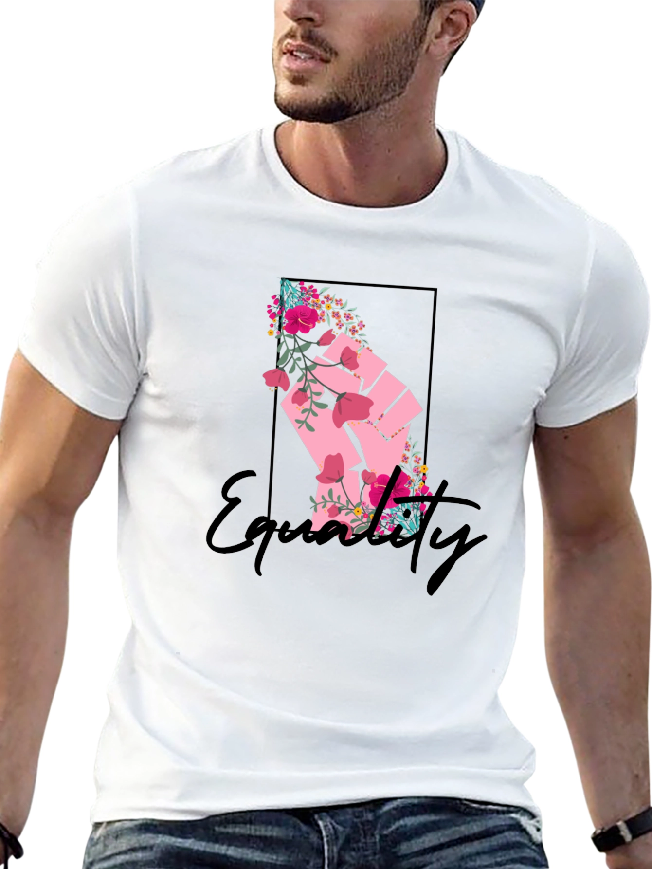 Equality Floral Fist Graphic Tee - Black