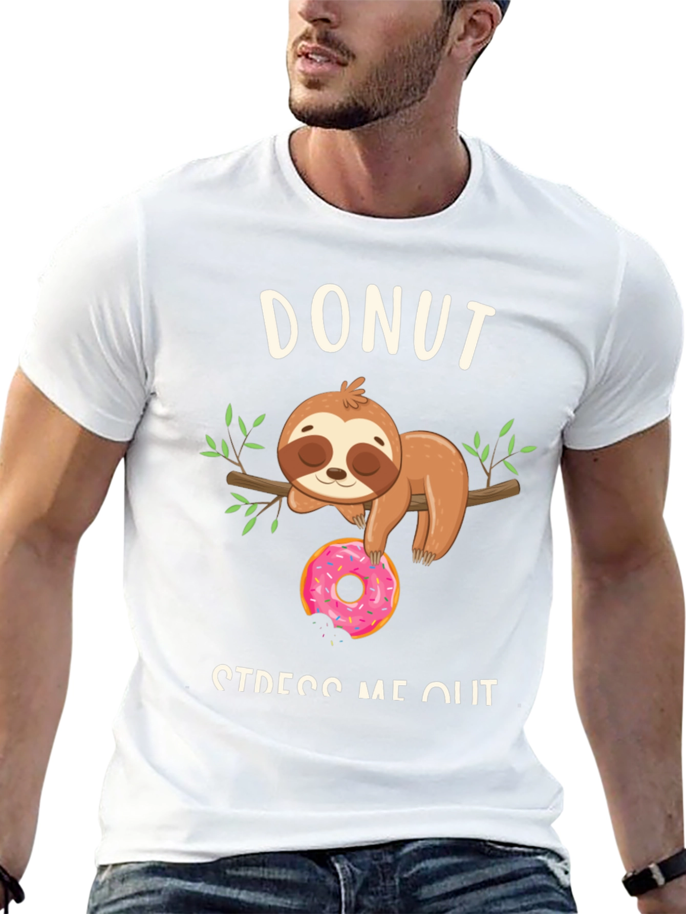 Donut Stress Me Out Sloth Graphic Tee