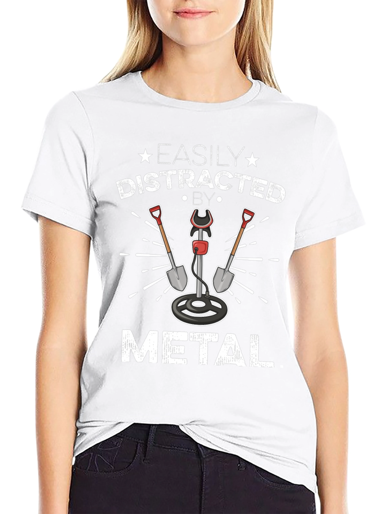 Easily Distracted By Metal Detecting Black T-Shirt