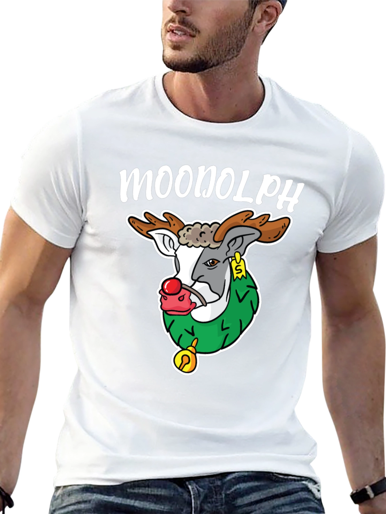 Moonolph Funny Reindeer T-Shirt - Holiday Graphic Tee