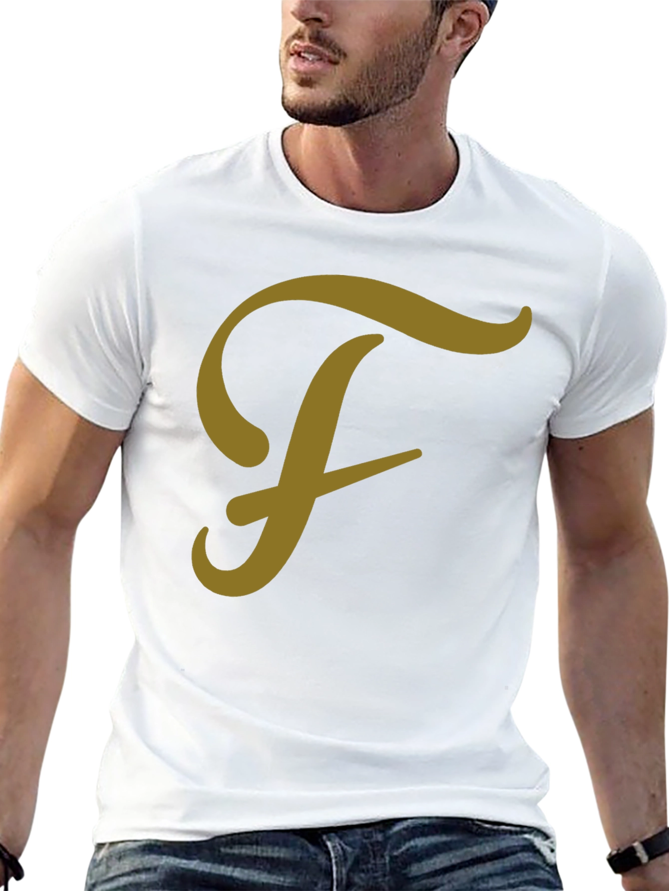 Black T-Shirt with Letter F Graphic