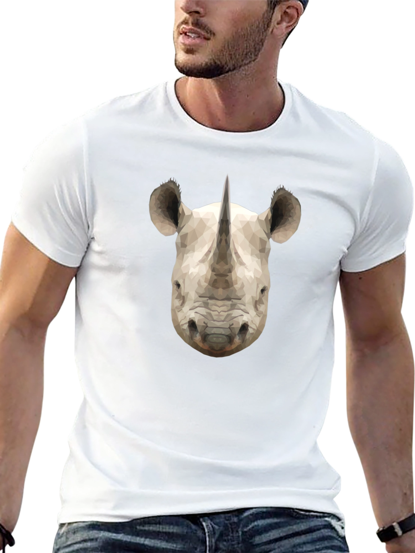 Geometric Rhino Graphic Black T-Shirt