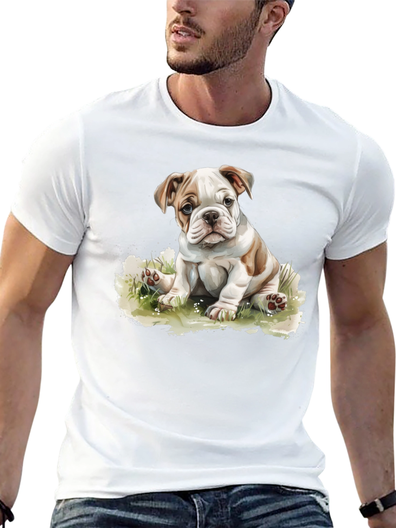 Bulldog Puppy Graphic T-Shirt - Cute Dog Tee