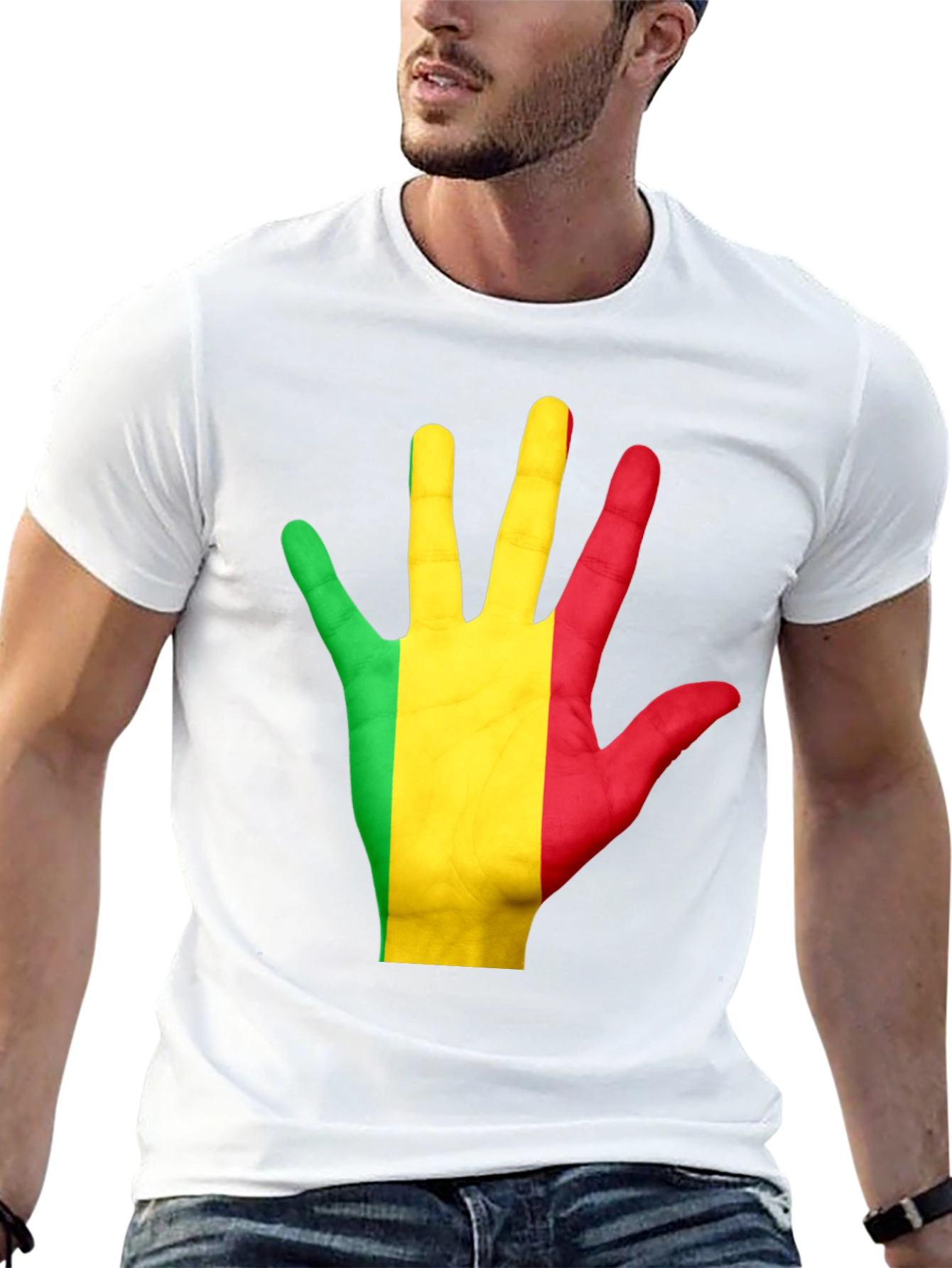 Mali Flag Hand T-Shirt - Black Graphic Tee