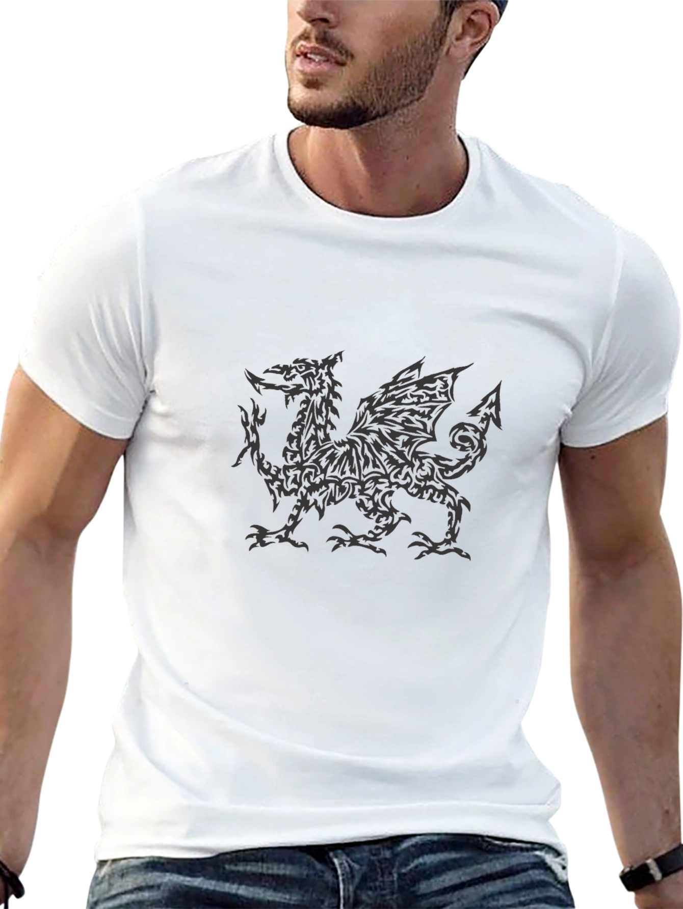 Welsh Dragon Graphic Print Black T-Shirt