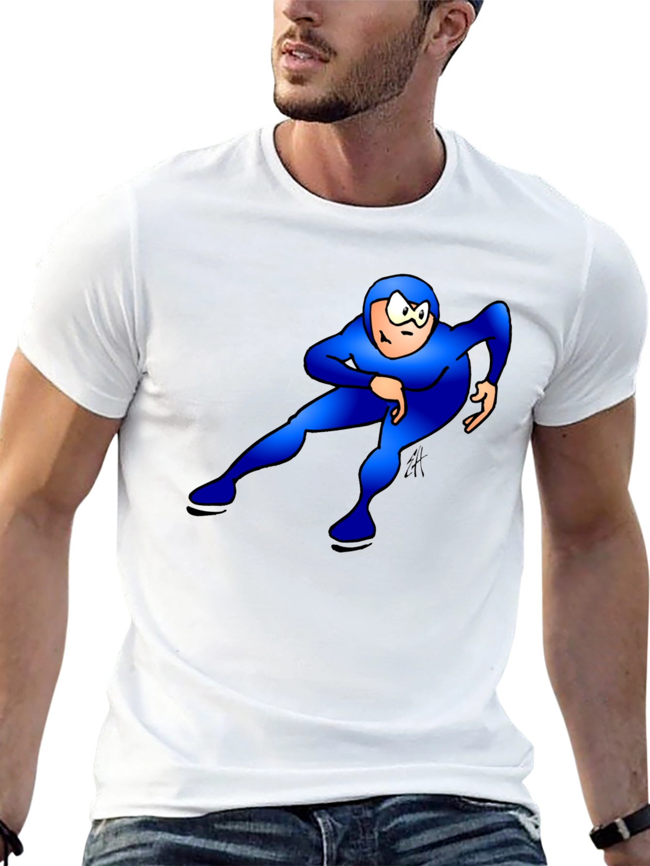 Blue Superhero Black T-Shirt: Stand Out Style