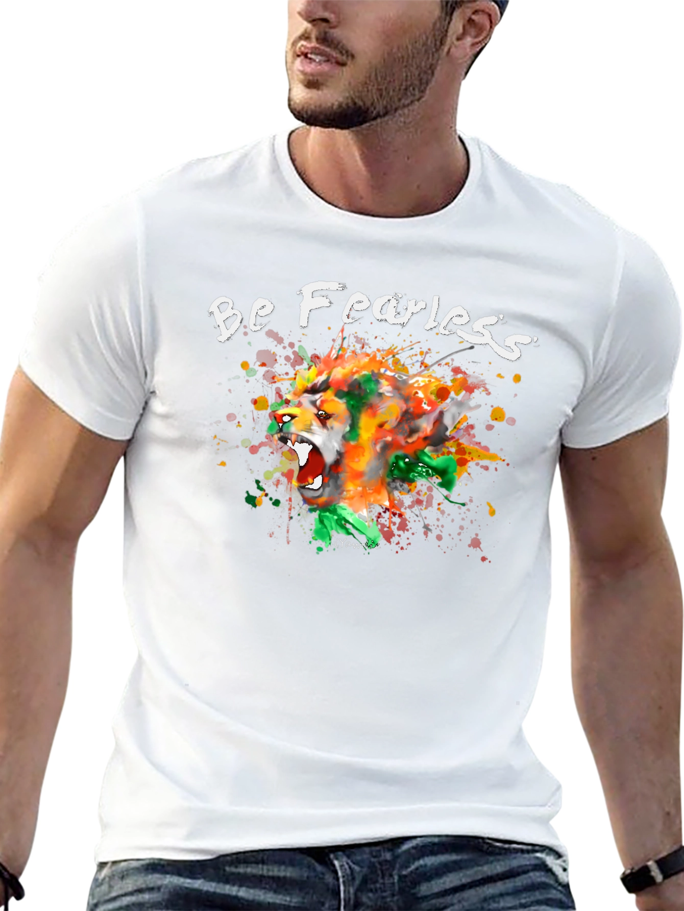 Be Fearless Lion Graphic Tee - Artistic T-Shirt