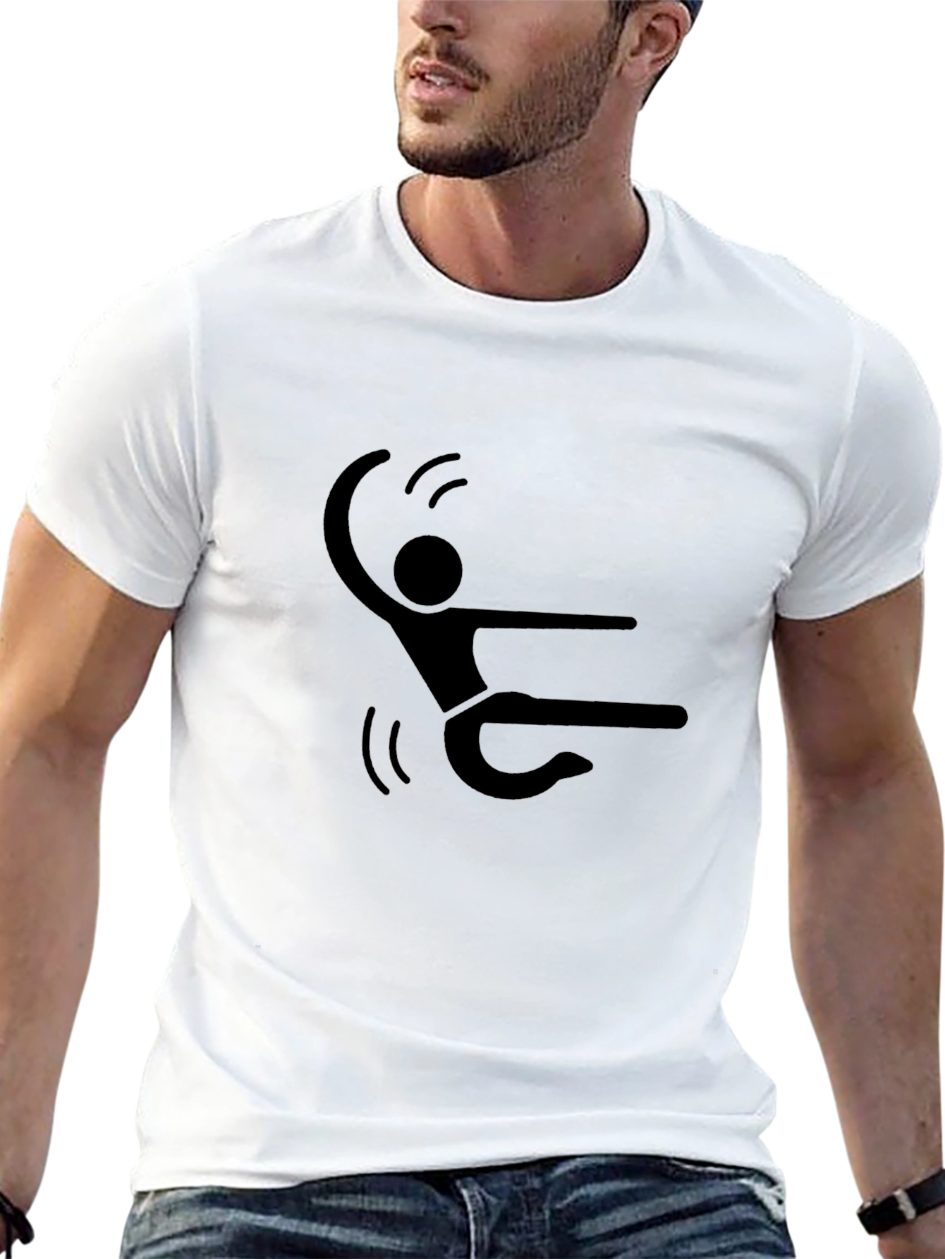 Stick Figure Skydive Black T-Shirt