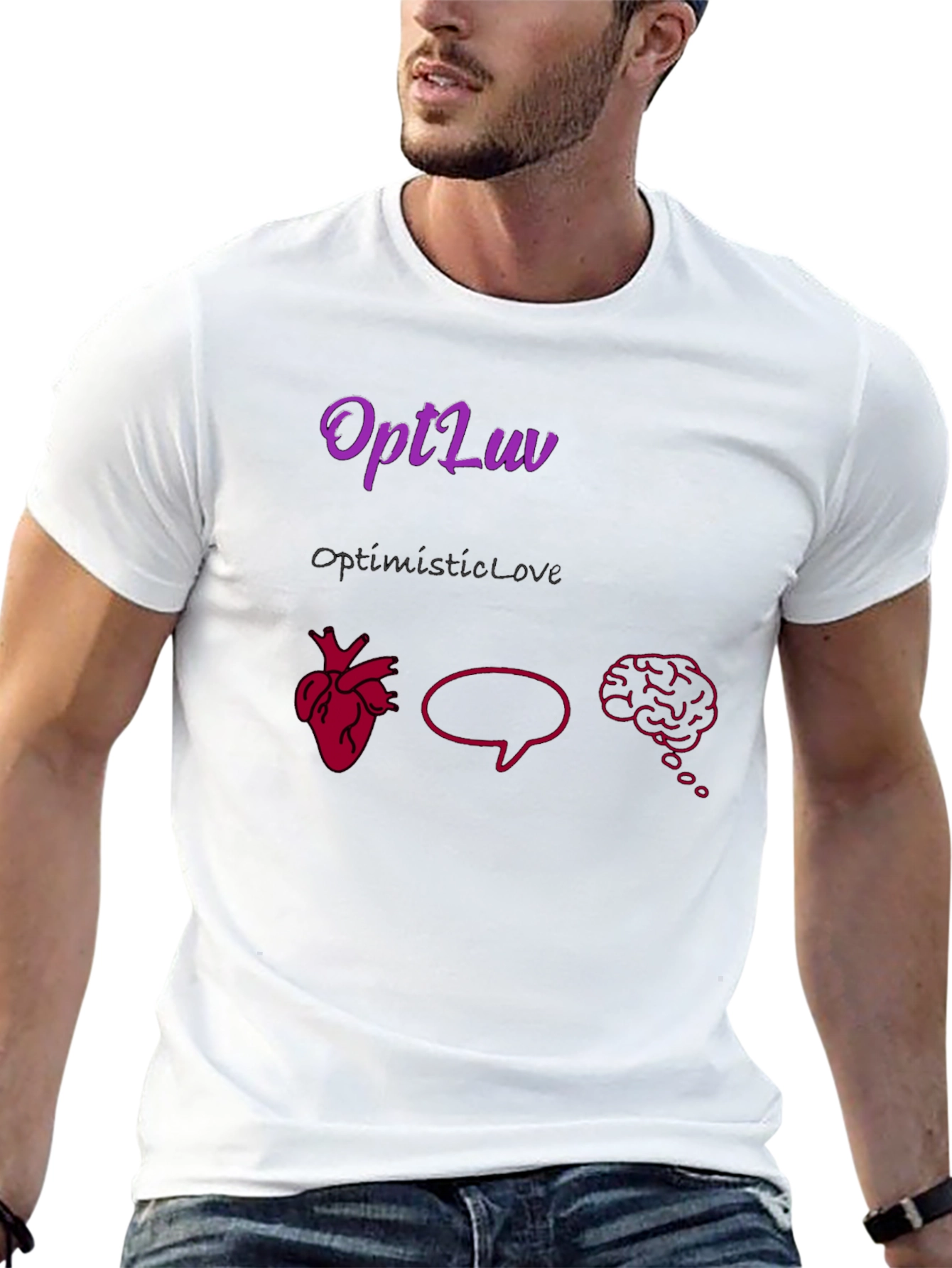 OptLuv Heart Mind Black Graphic T-Shirt