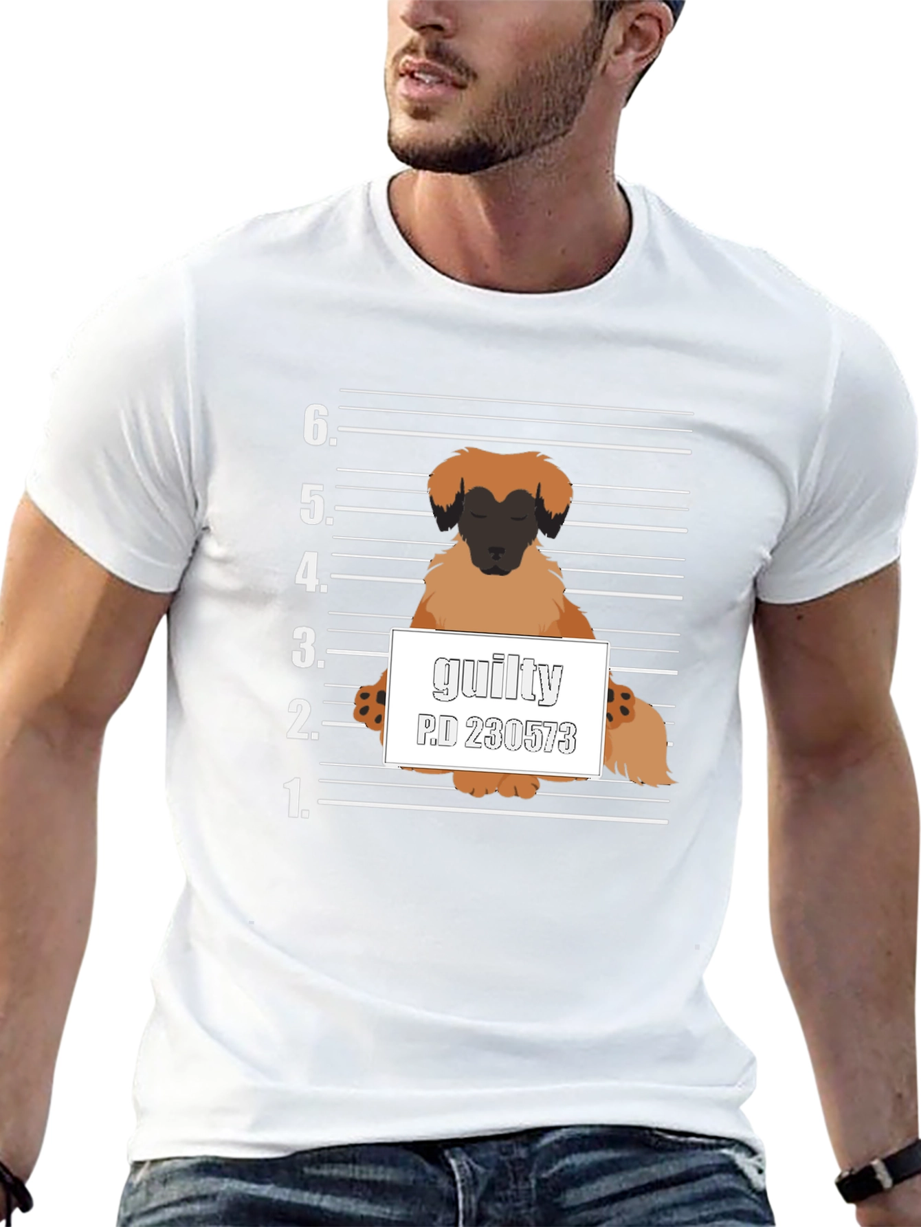 Guilty Dog Mugshot Graphic T-Shirt