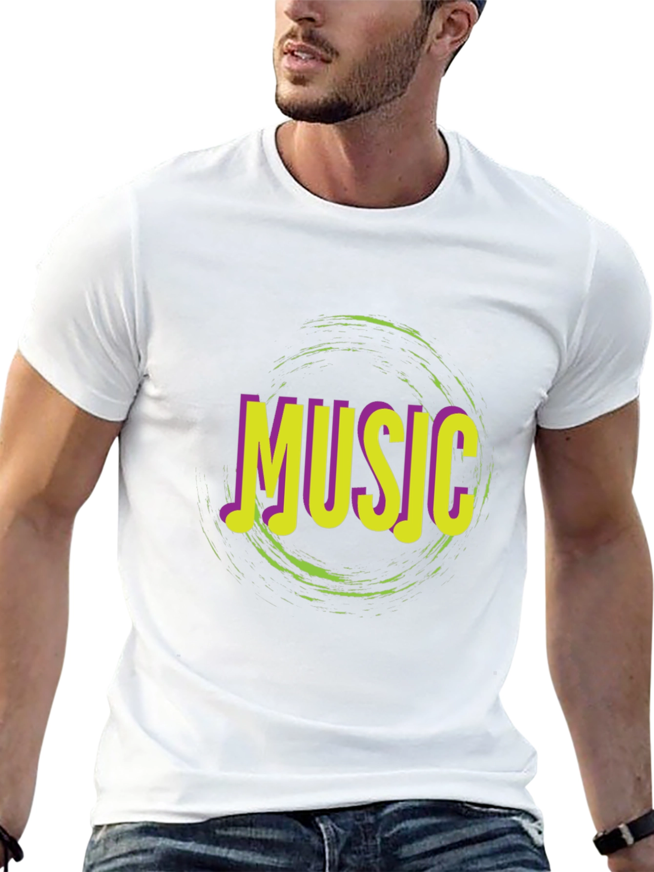 Music Graphic Print Crew Neck T-Shirt
