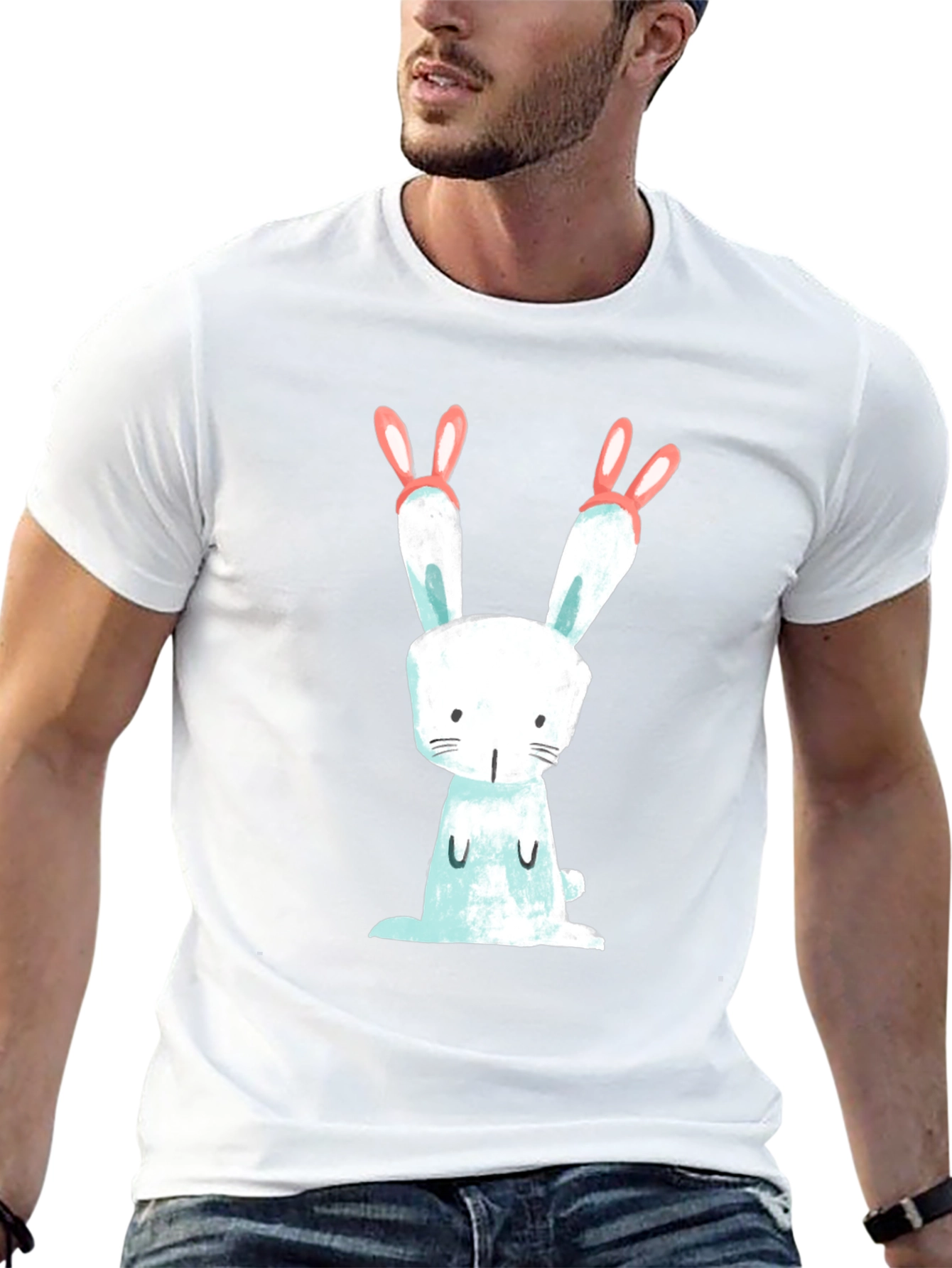 Cute Bunny Graphic Black T-Shirt