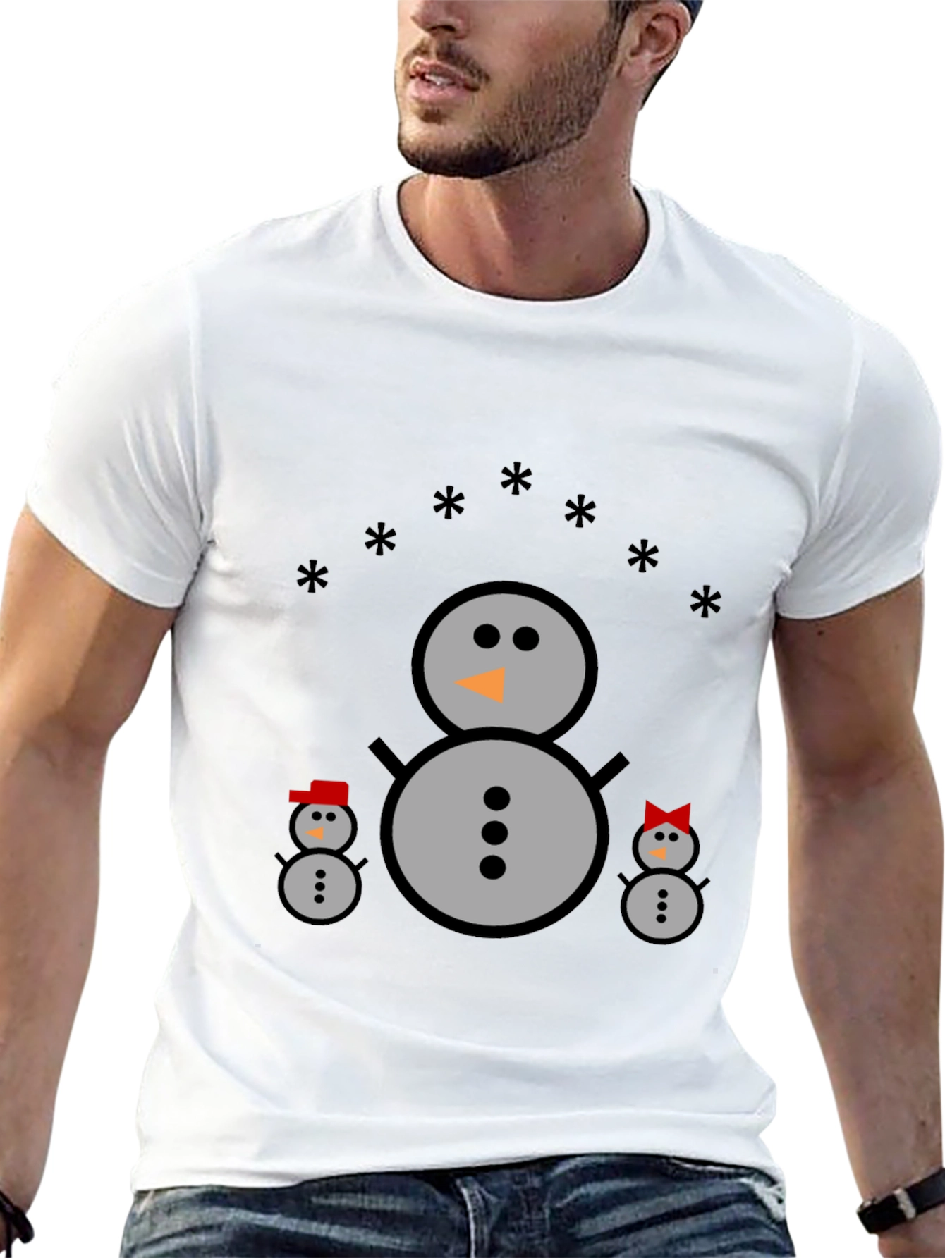 Snowman Family Black T-Shirt