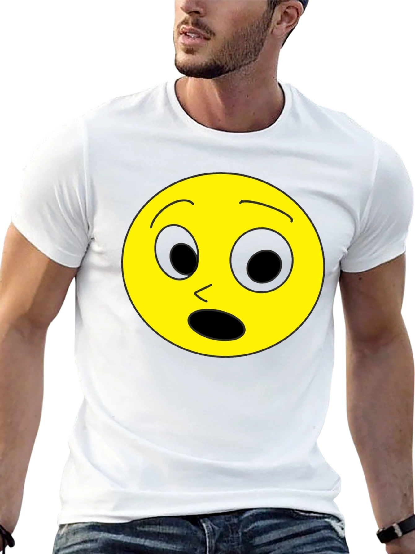 Shocked Emoji Black T-Shirt - Express Yourself!