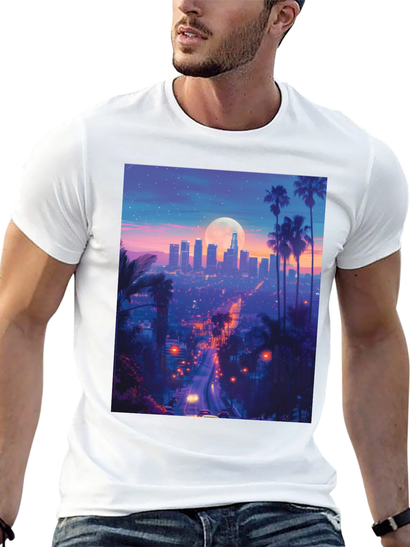 Los Angeles Cityscape Graphic Tee - Black