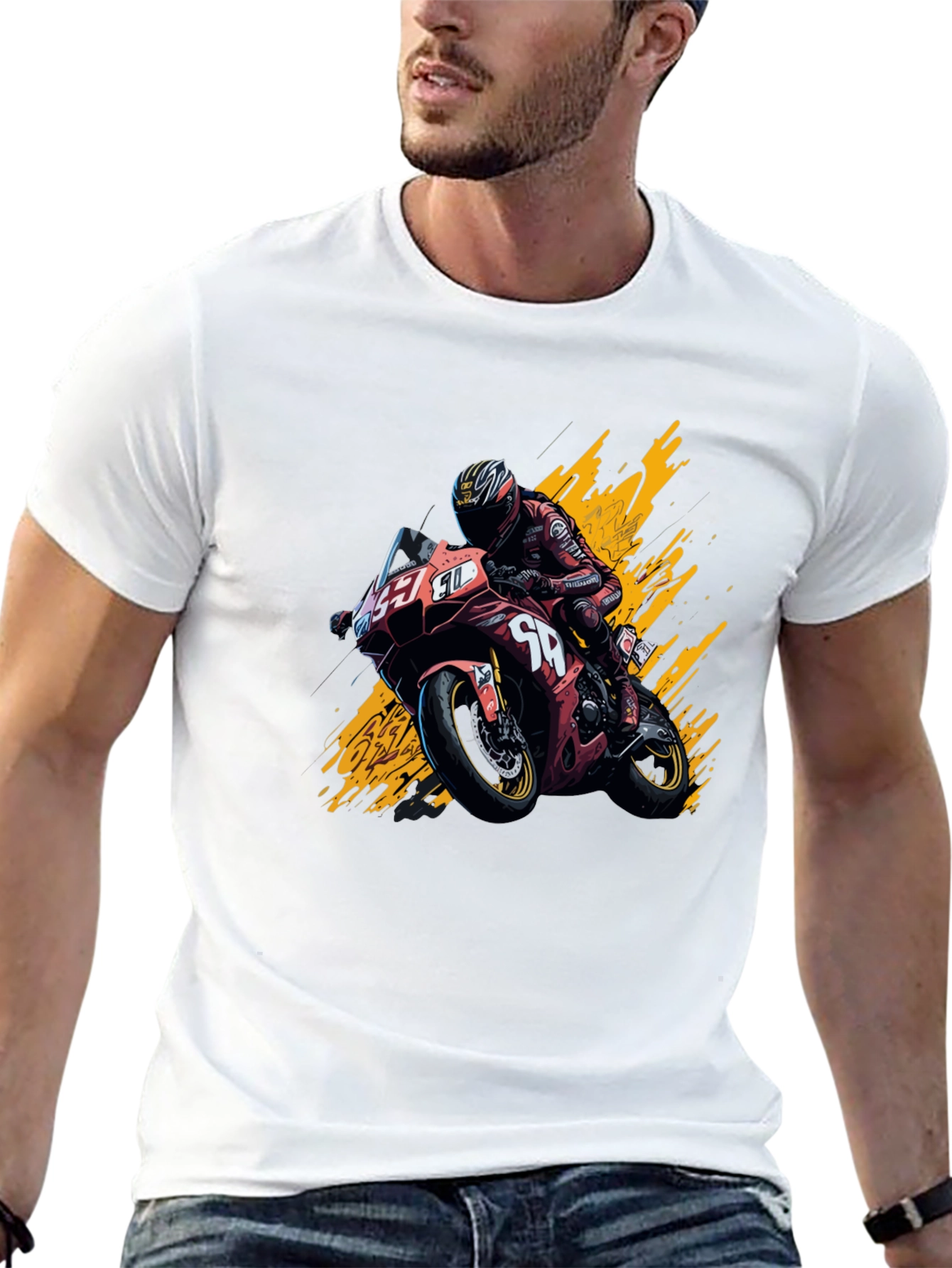 Motorcycle Rider Graphic T-Shirt - Black Cotton Tee