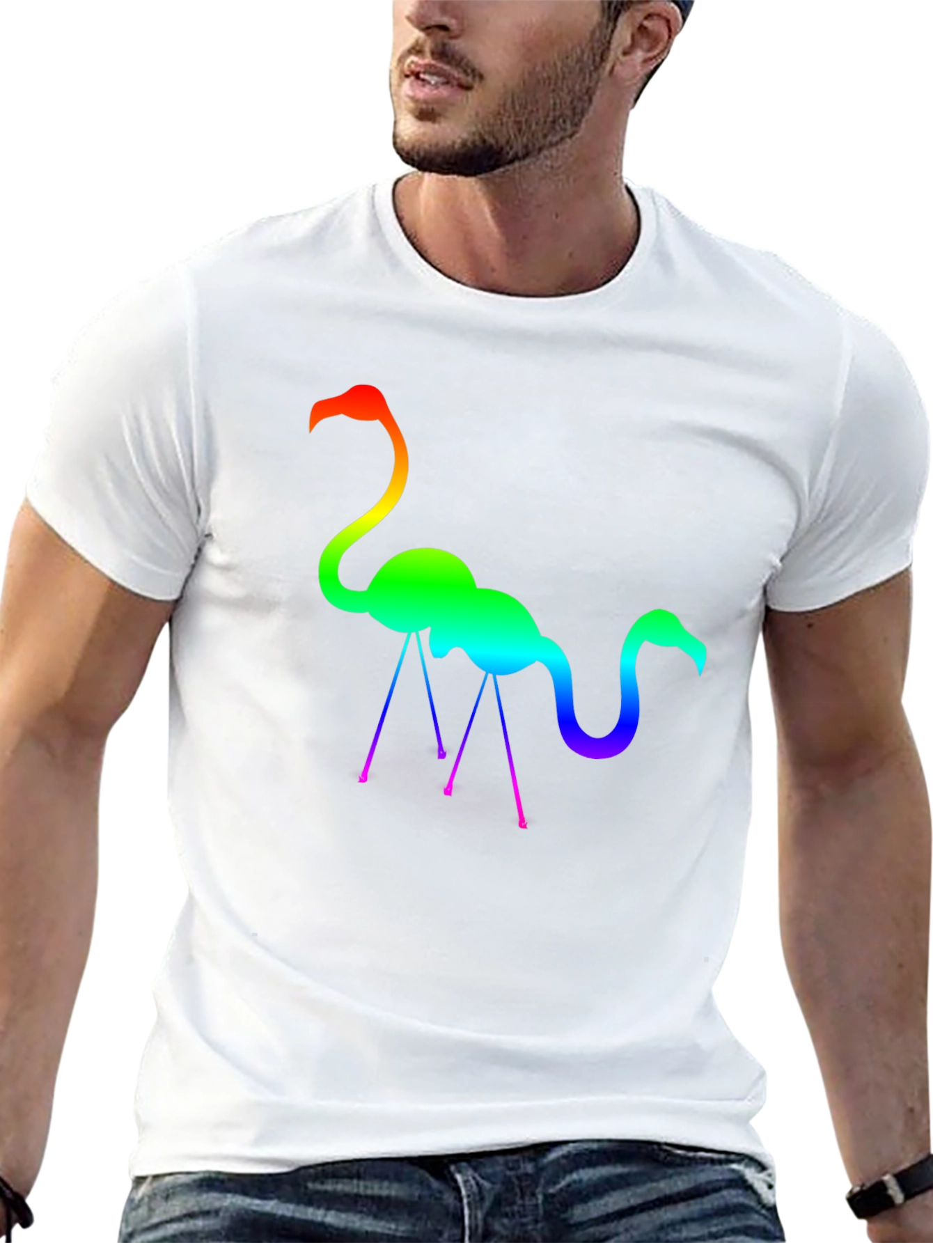 Rainbow Flamingo Graphic Tee - Stylish Cotton T-Shirt
