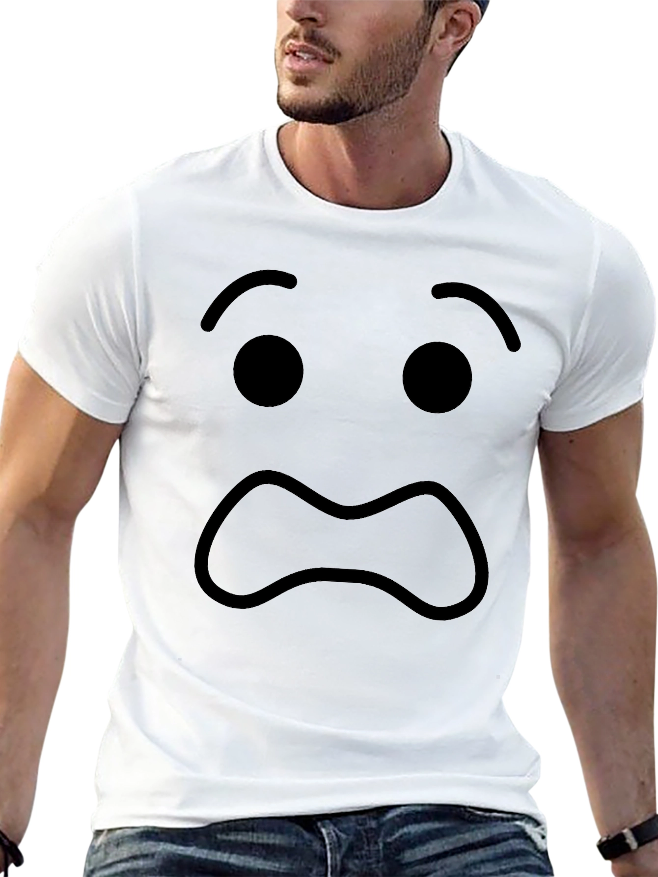 Sad Emoji Black T-Shirt - Express Yourself!