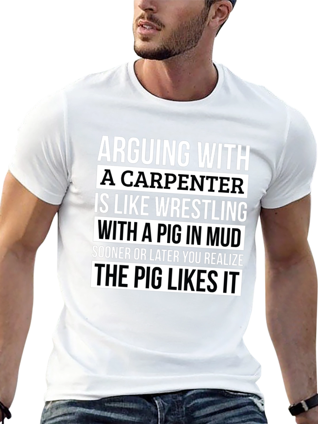 Carpenter Pig Mud Wrestling Graphic T-Shirt