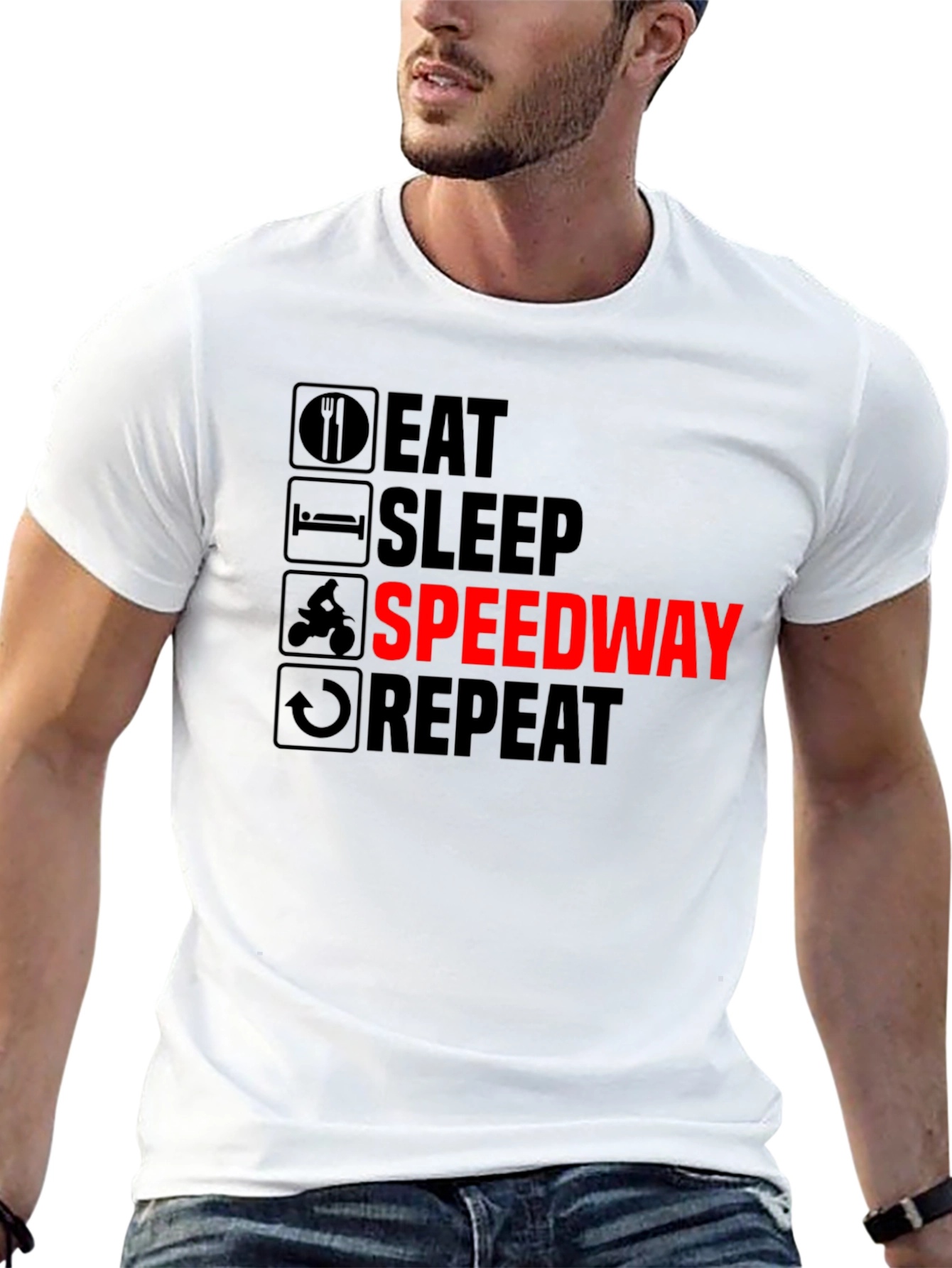Eat Sleep Speedway Repeat - Black T-Shirt