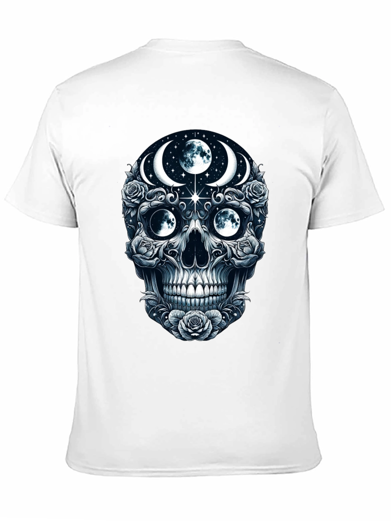 Mystic Moon Skull Graphic Tee - Dark Gothic Style
