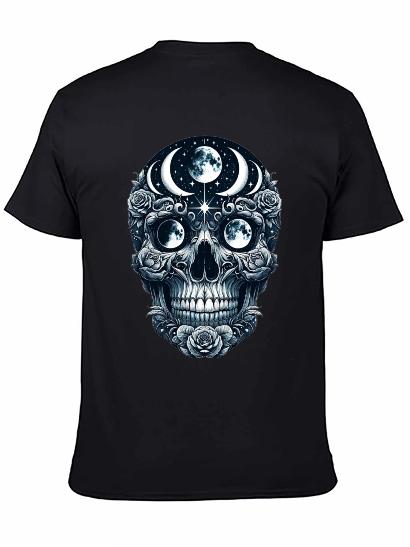 Mystic Moon Skull Graphic Tee - Dark Gothic Style
