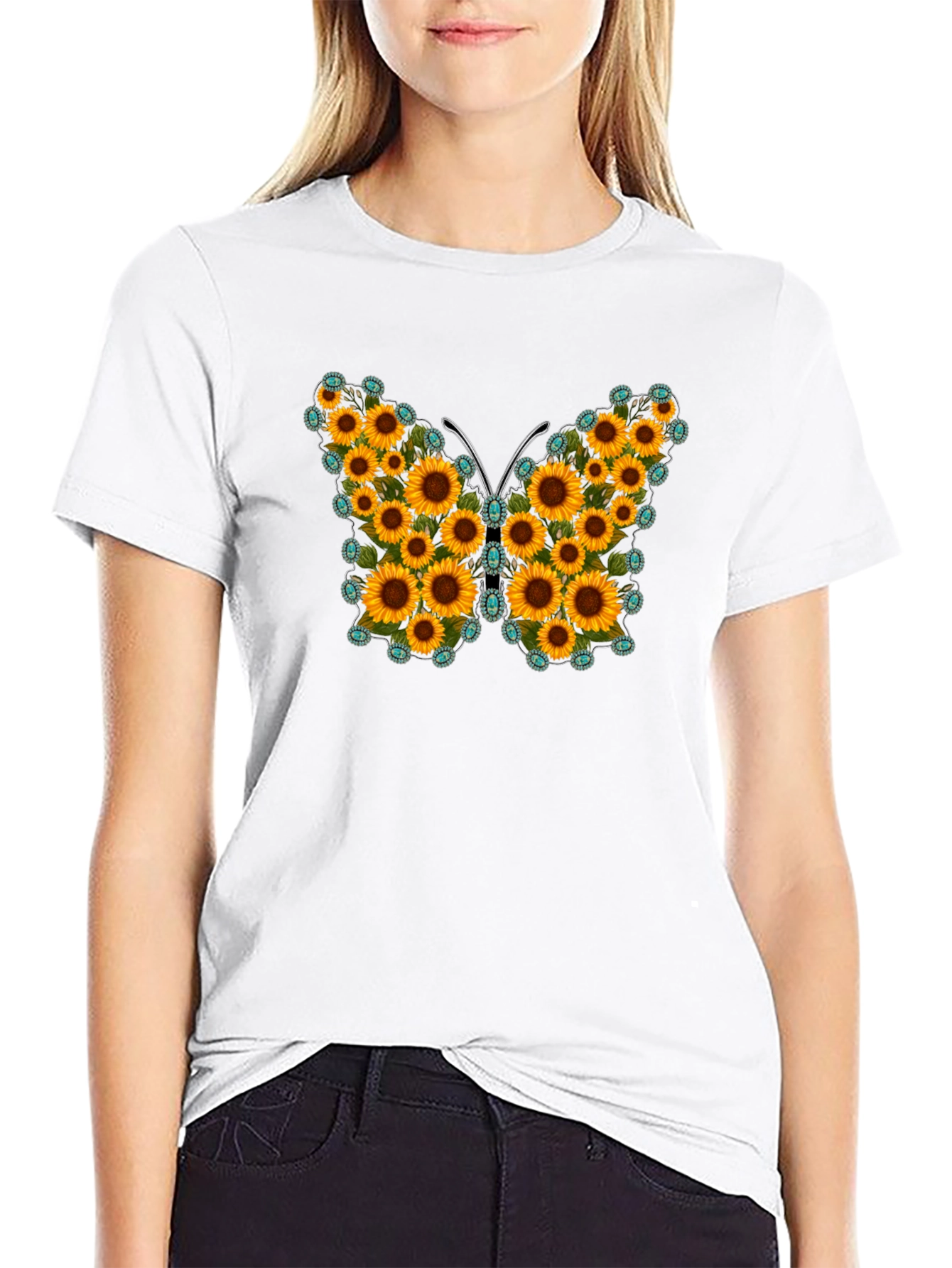 Sunflower Butterfly Graphic Tee