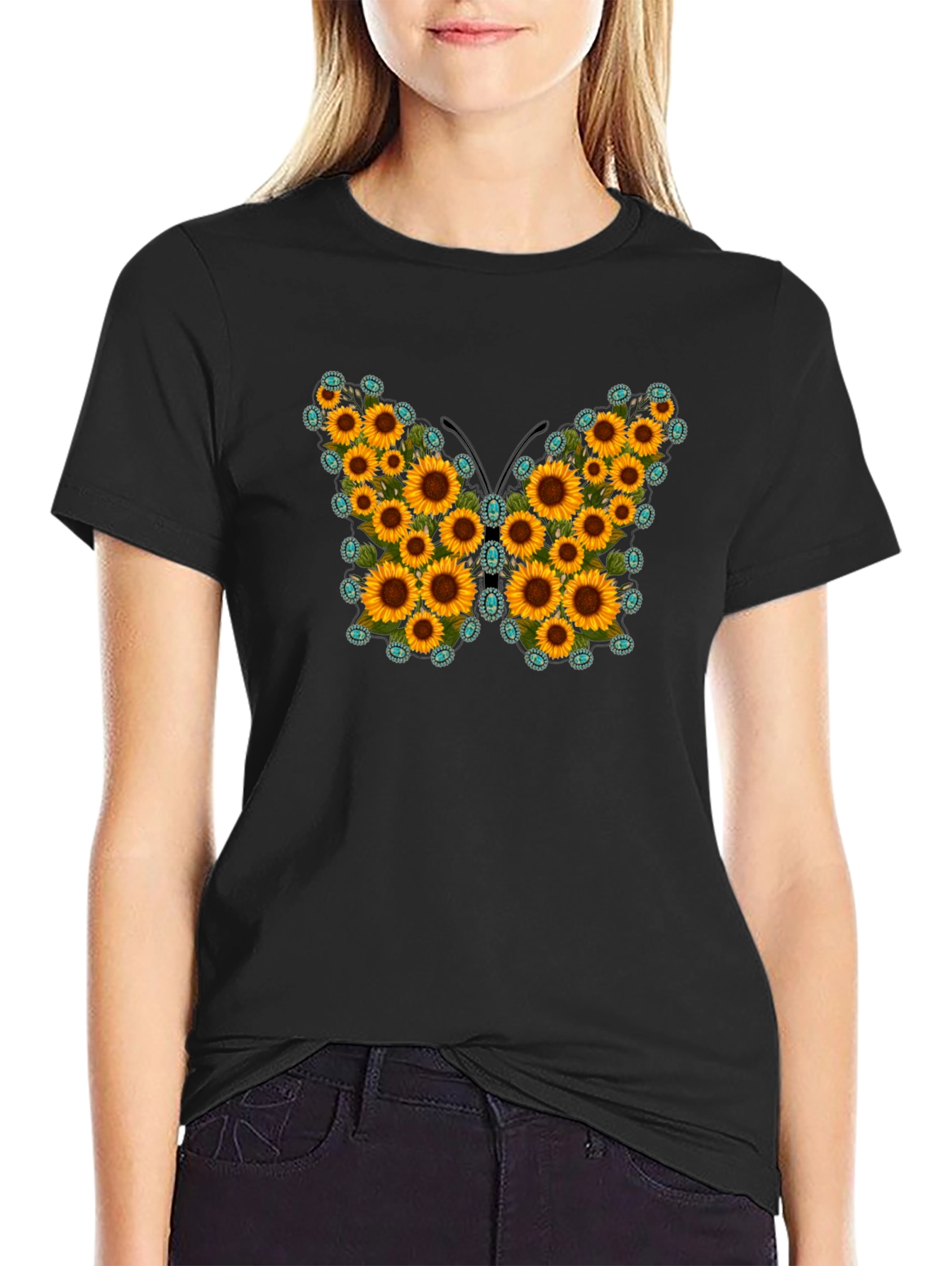 Sunflower Butterfly Graphic Tee