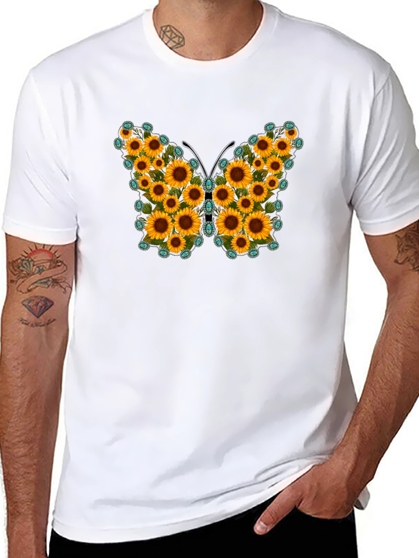 Sunflower Butterfly Graphic Tee
