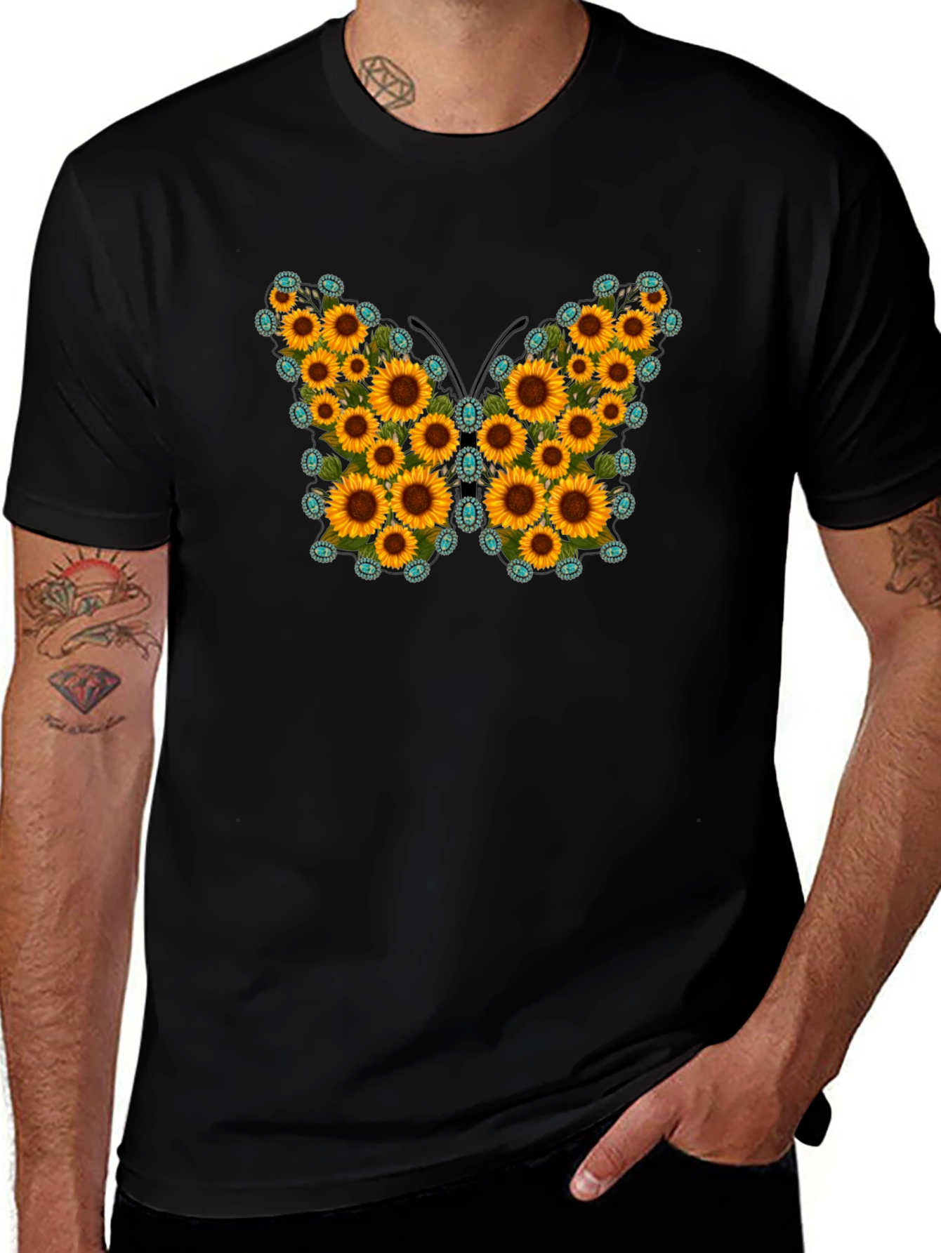 Sunflower Butterfly Graphic Tee