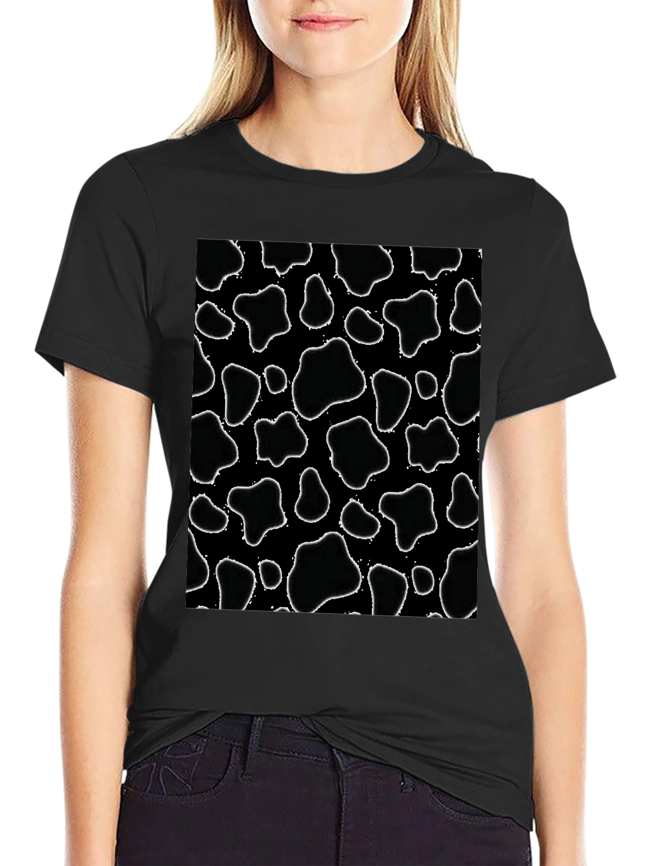 Cow Print Black T-Shirt