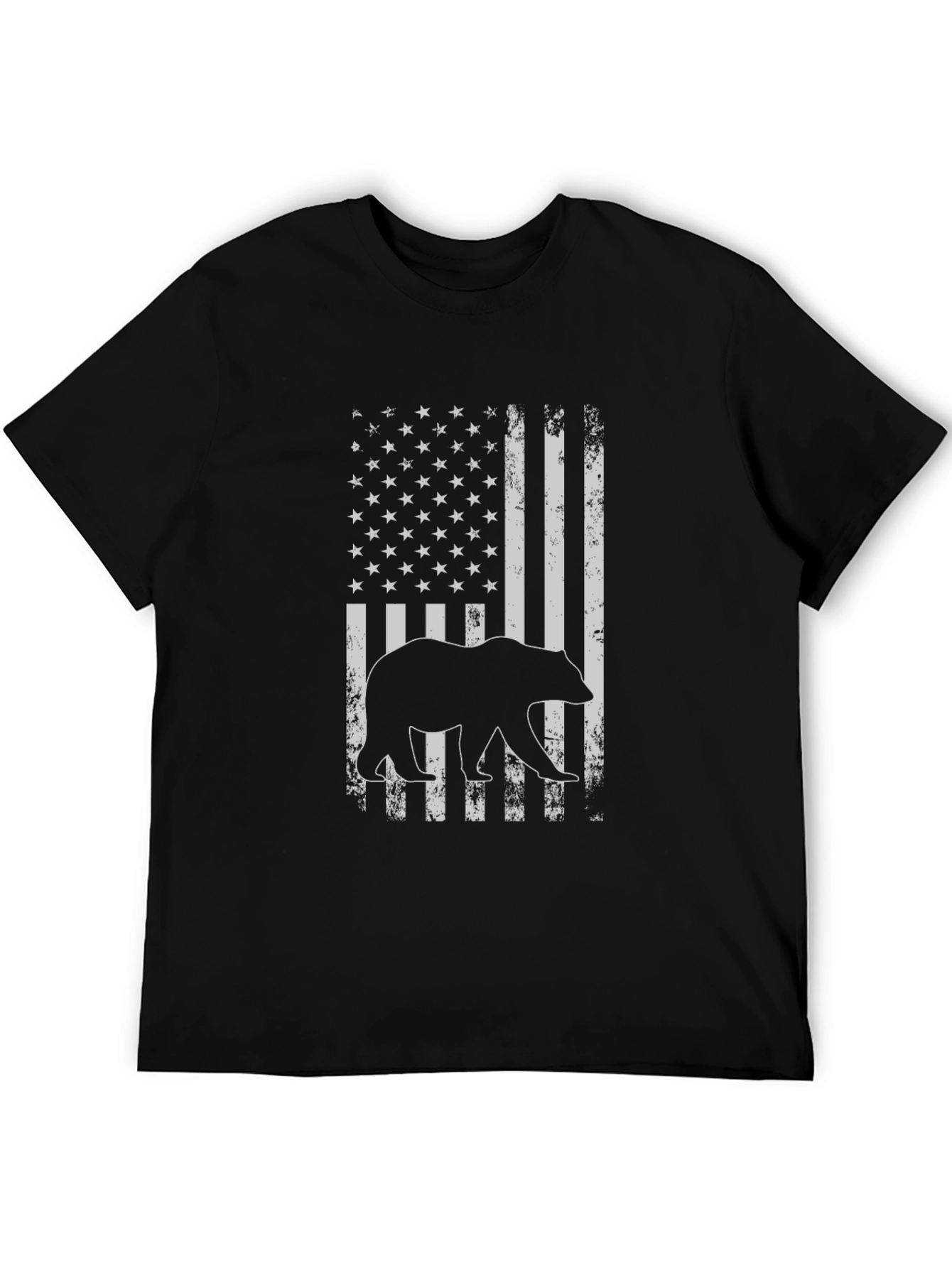 Bear American Flag Graphic T-Shirt