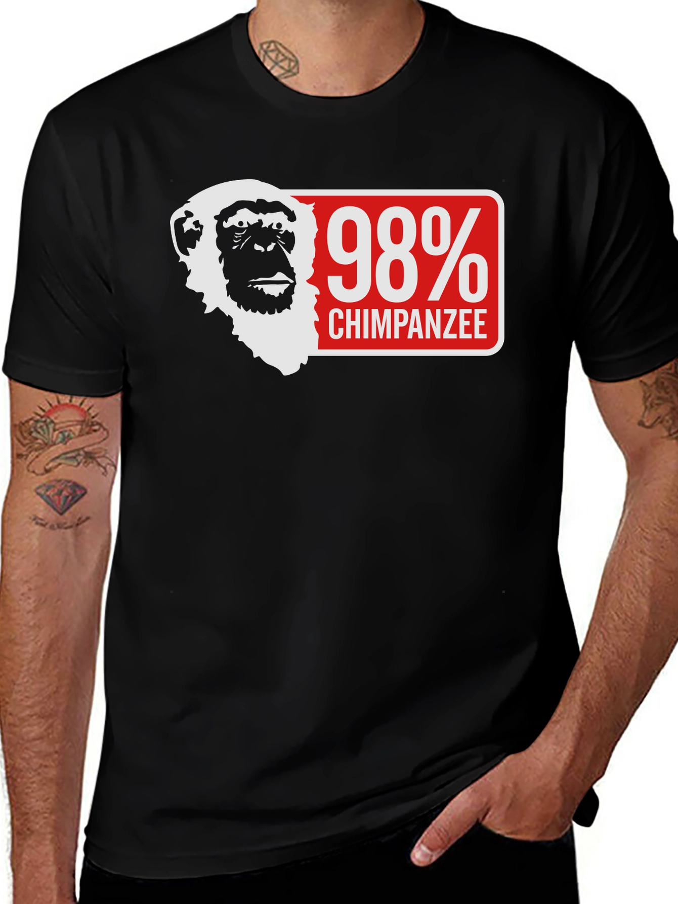98% Chimpanzee Graphic T-Shirt - Funny Animal Tee