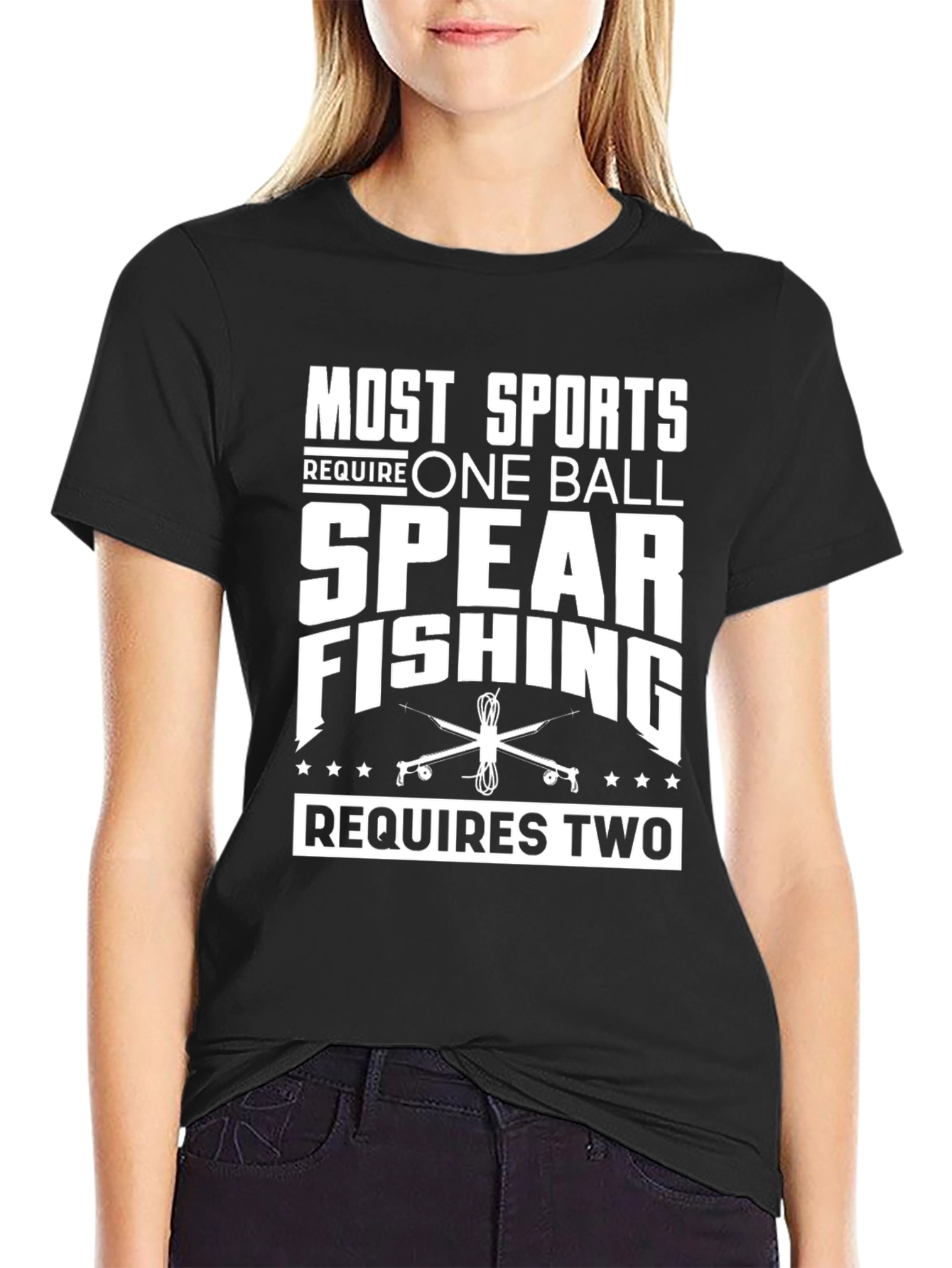Spear Fishing Two Balls Graphic T-Shirt
