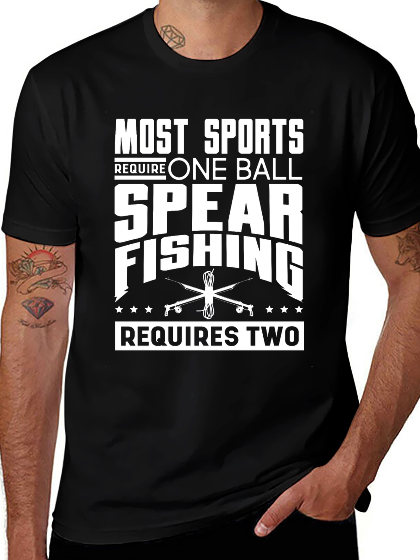 Spear Fishing Two Balls Graphic T-Shirt