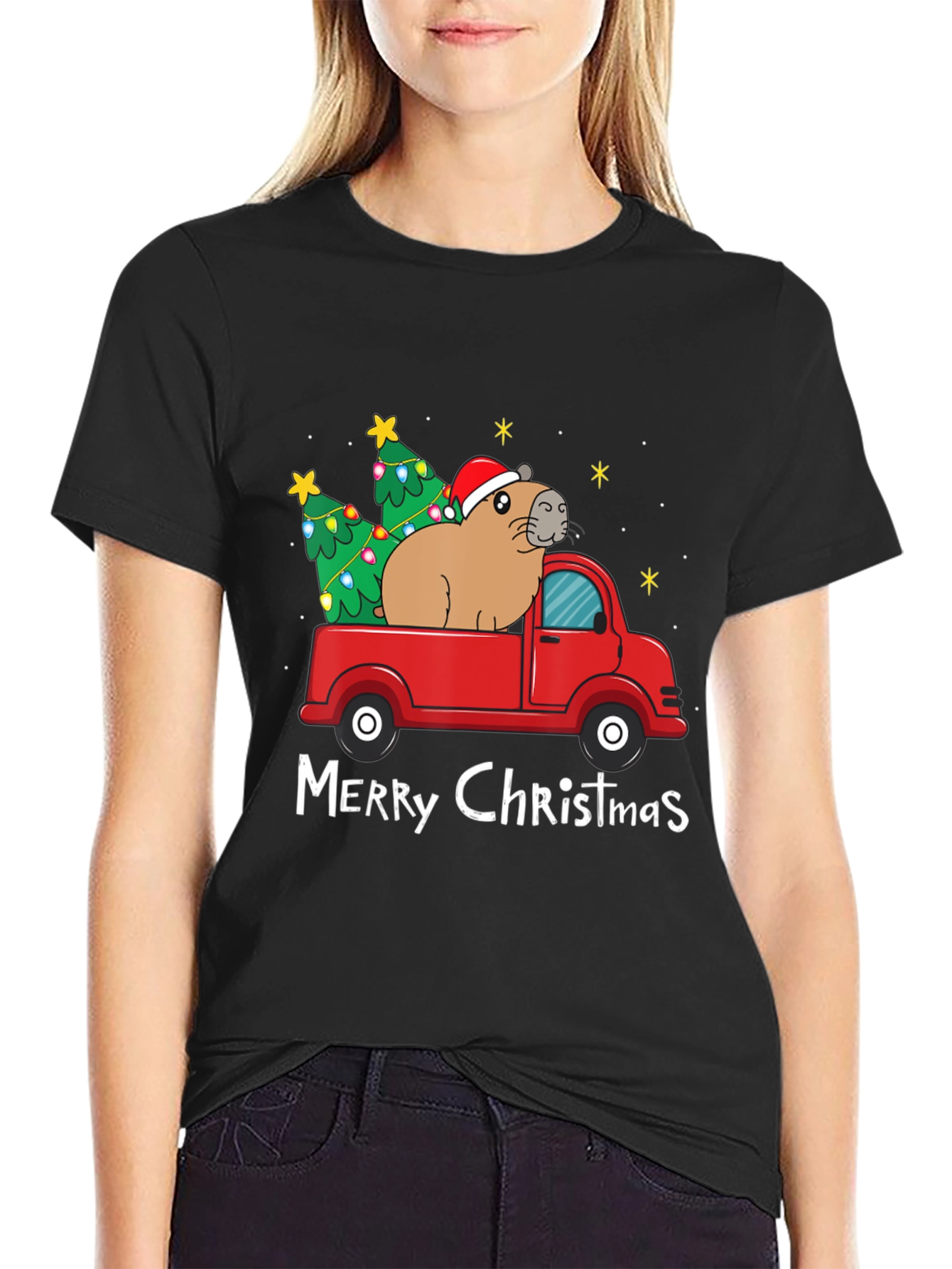 Festive Capybara Christmas T-Shirt