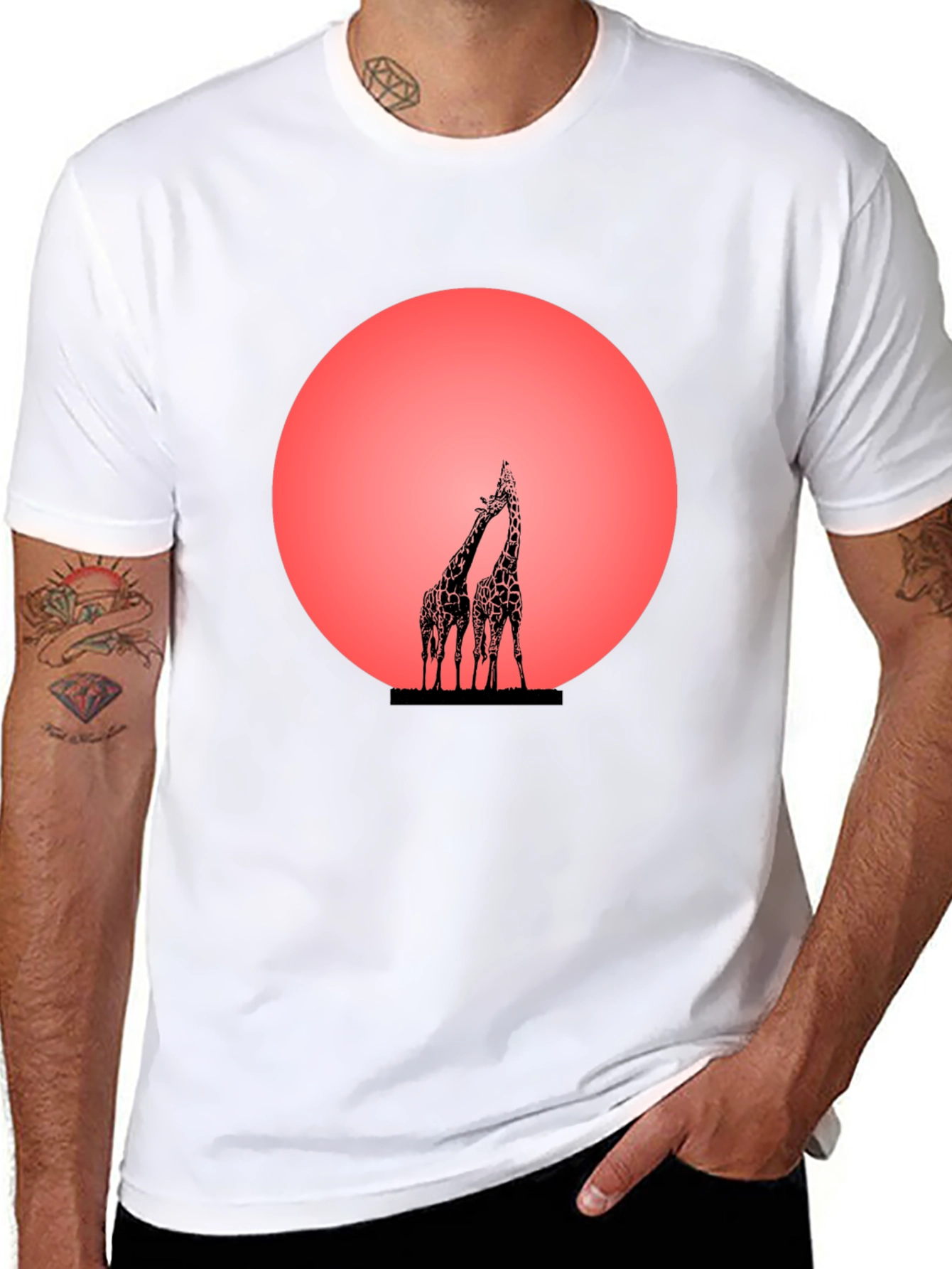 Giraffe Sunset Graphic Tee