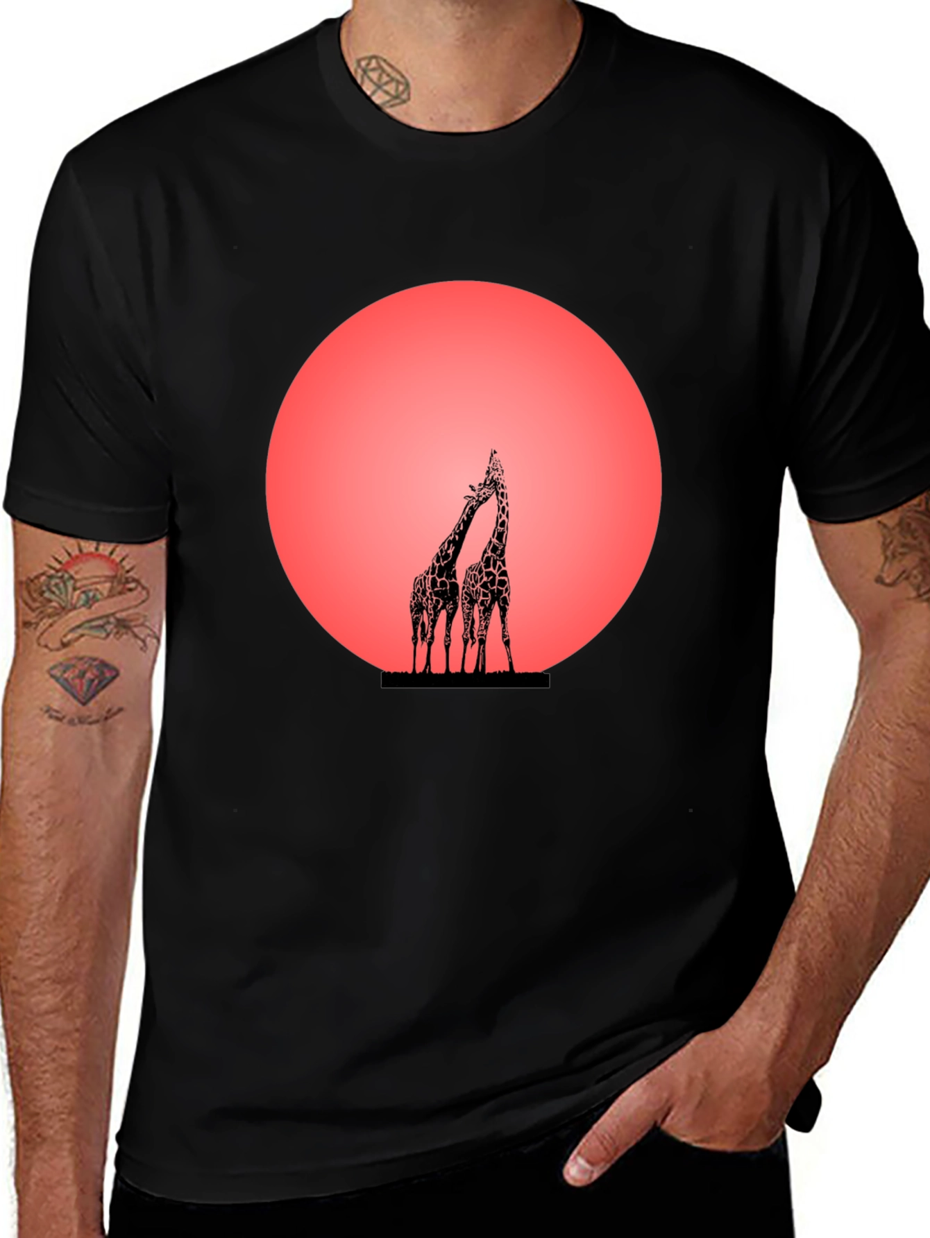 Giraffe Sunset Graphic Tee