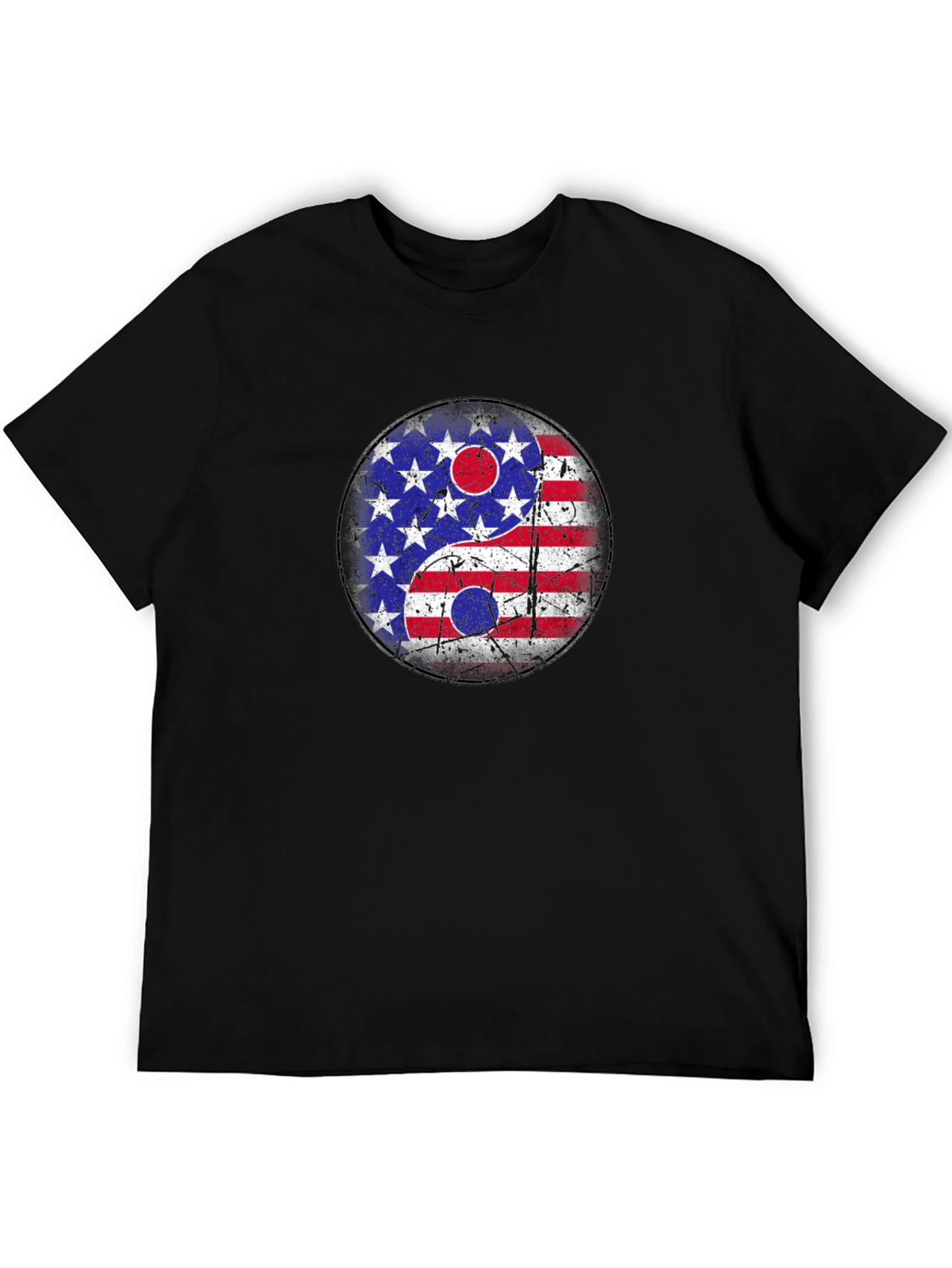 Yin Yang American Flag Graphic T-Shirt