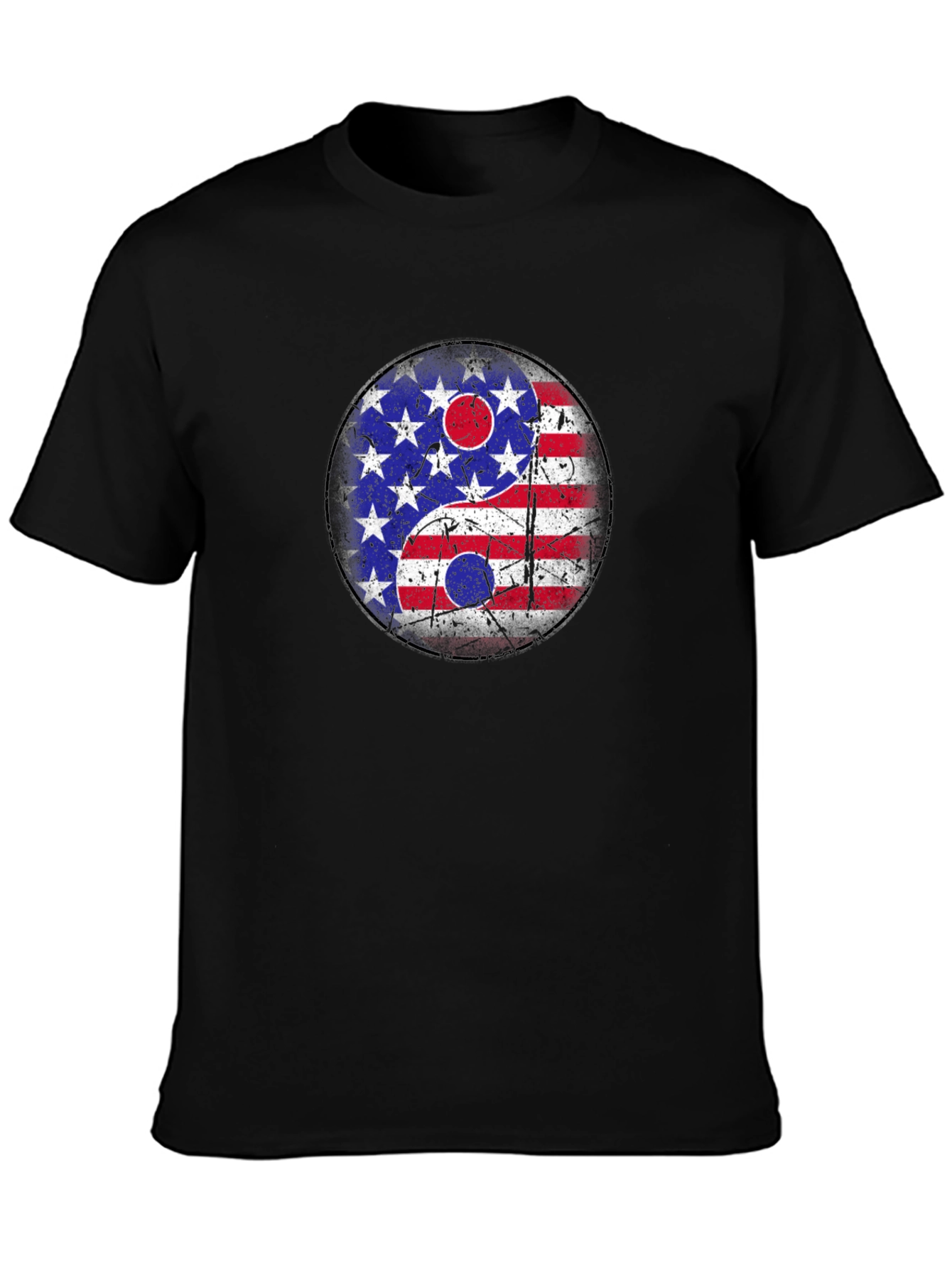Yin Yang American Flag Graphic T-Shirt
