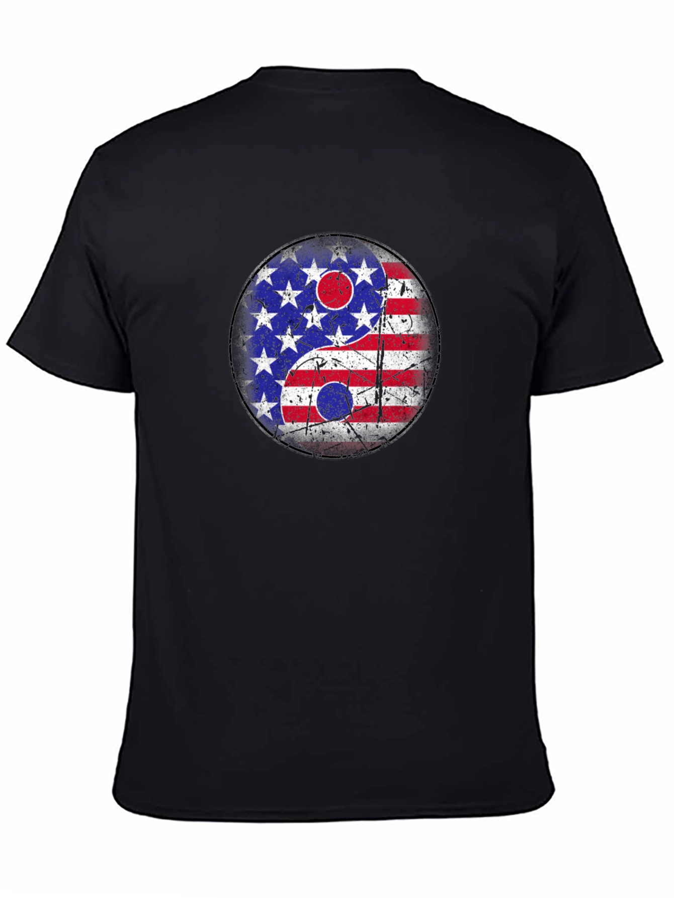 Yin Yang American Flag Graphic T-Shirt