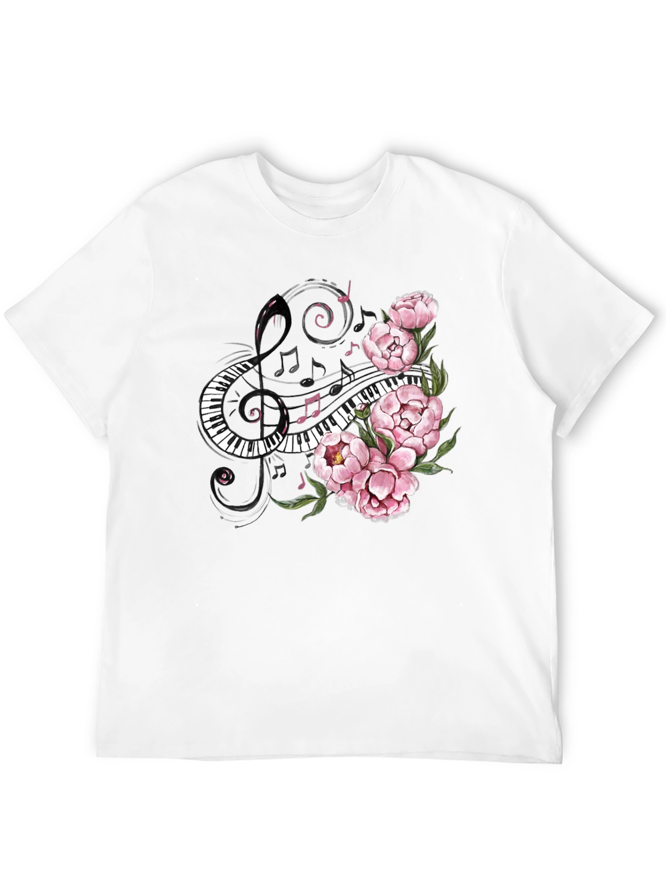 Floral Piano Music T-Shirt - Unique Musician Tee