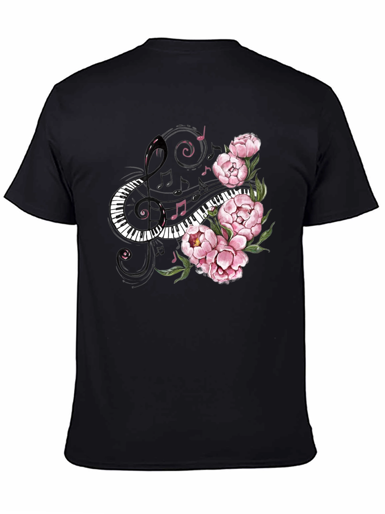 Floral Piano Music T-Shirt - Unique Musician Tee